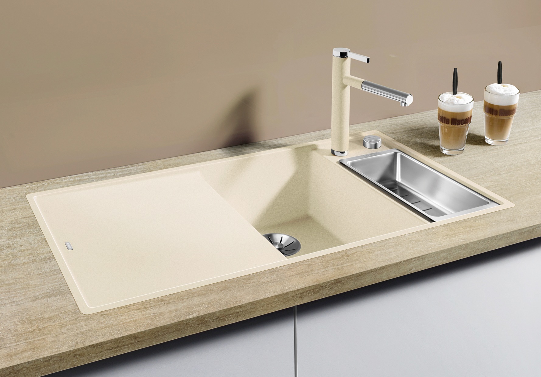 Blanco Granitspüle »AXIA III 6 S-F« 1 Stk. tlg. inklusive gratis Glasschneidebrett und Edelstahl-Schale