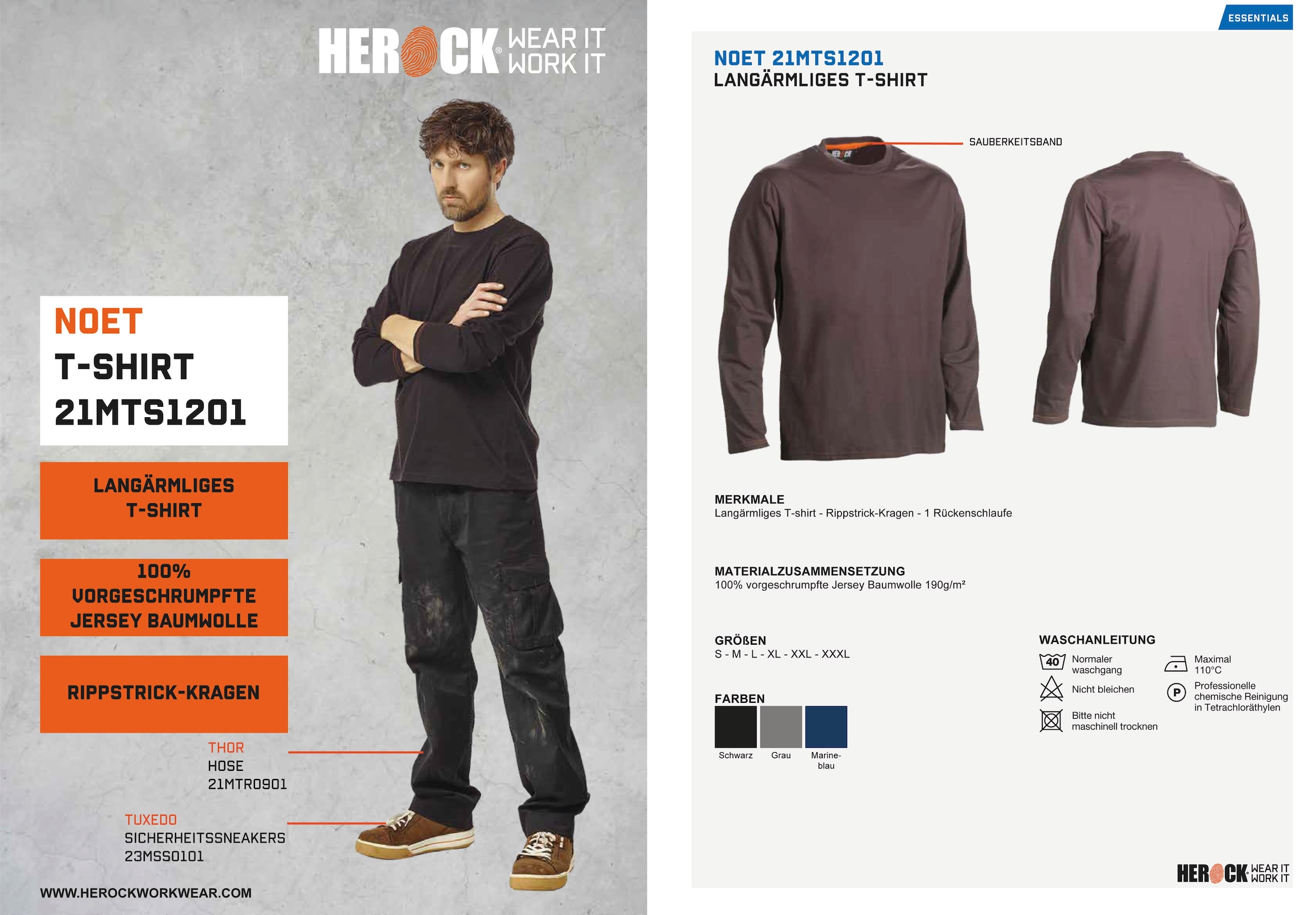 Herock Langarmshirt »Noet t-shirt langärmlig«, 100 Basic % vorgeschrumpfte ▷ für BAUR Baumwolle, angenehmes | Tragegefühl