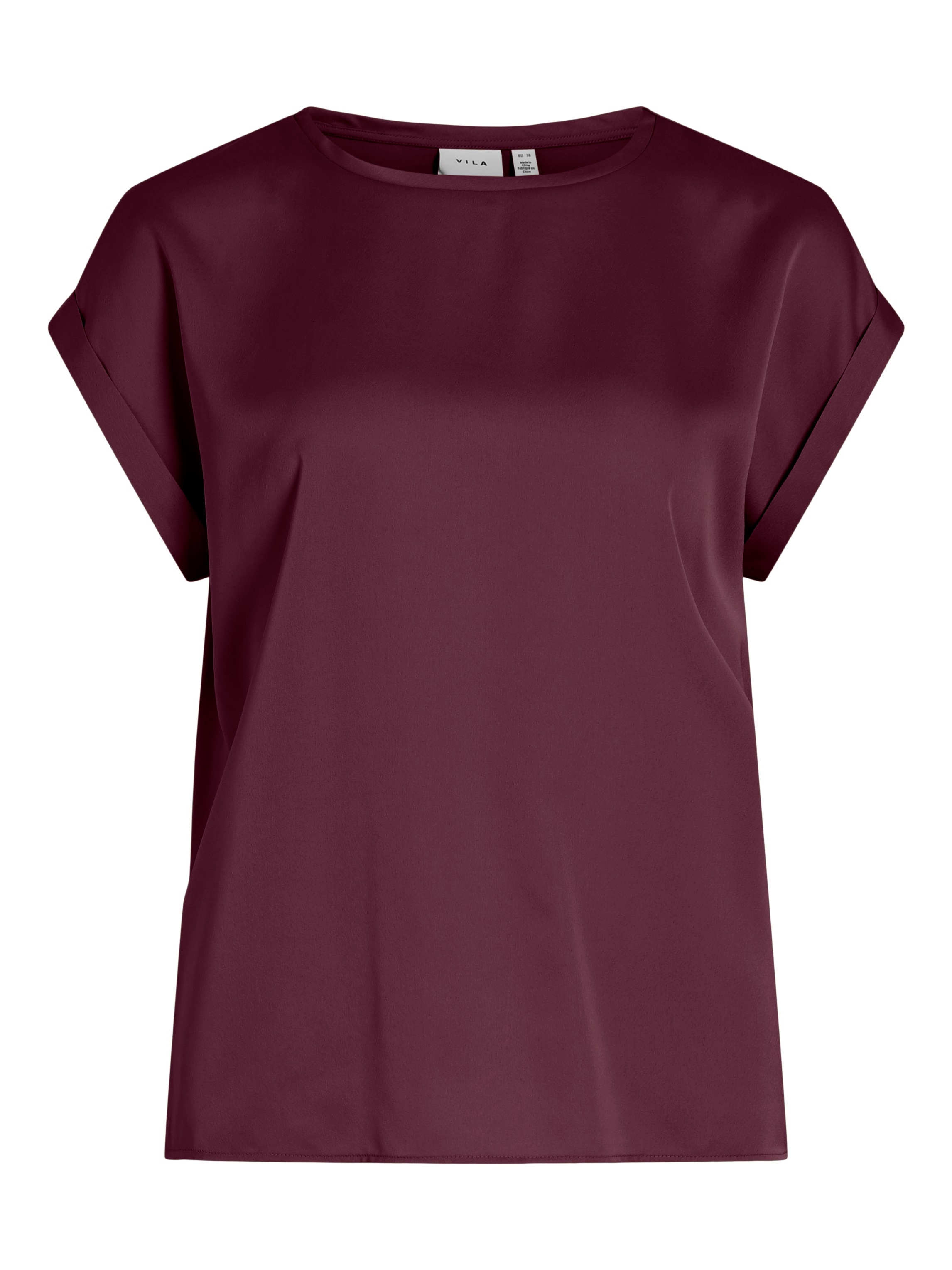 Vila Kurzarmshirt "VIELLETTE S/S SATIN TOP - NOOS", Satin Optik günstig online kaufen