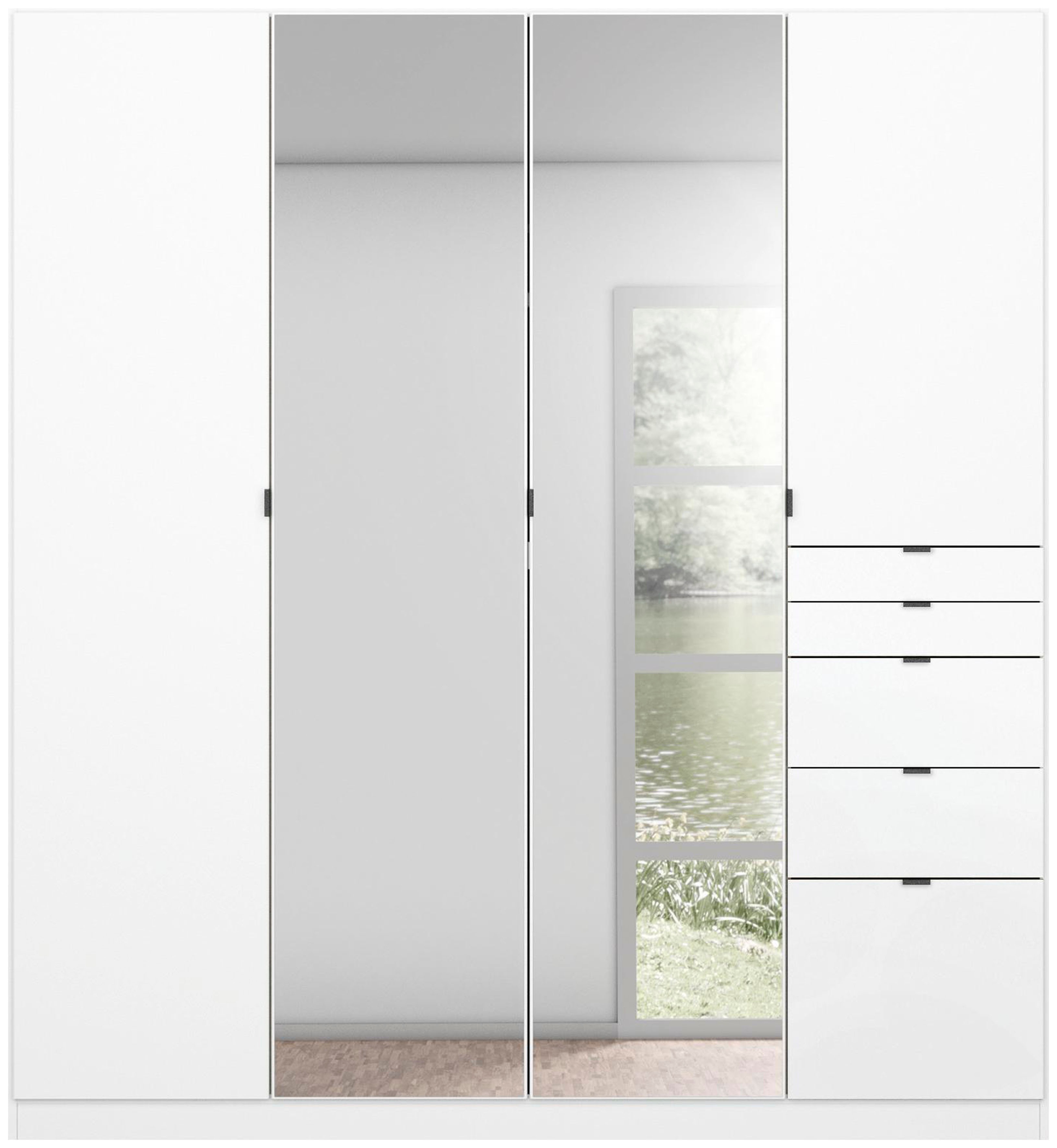 Thumbnail - rauch Drehtürenschrank "Kleiderschrank Schrank Garderobe Wäscheschrank Ankleide ONTARIO" Breiten 136/181 cm, mit 5 Schub...