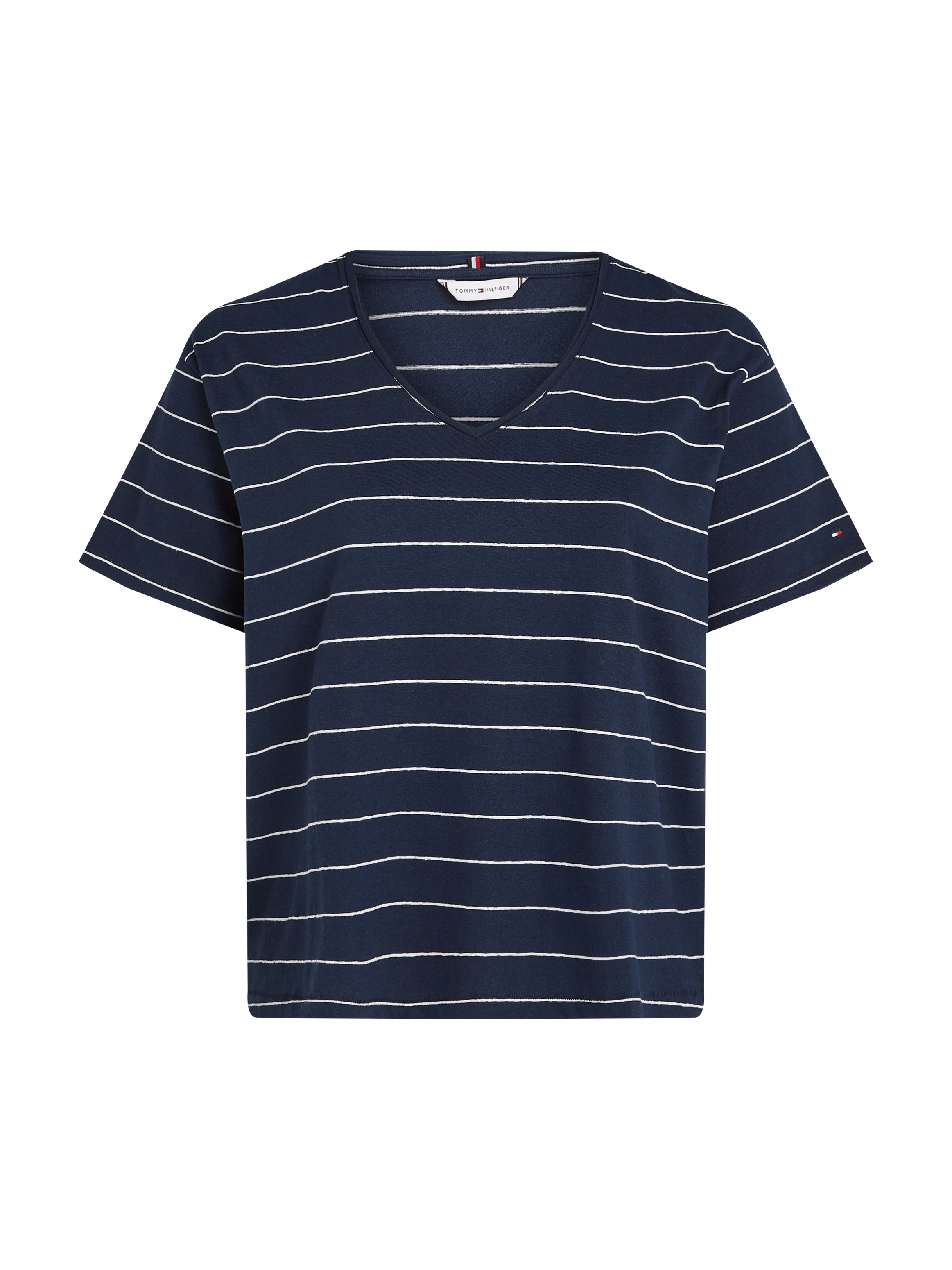 Tommy Hilfiger Curve V-Shirt »CRV MODERN CO LINEN V-NK SS«, in Großen Größen
