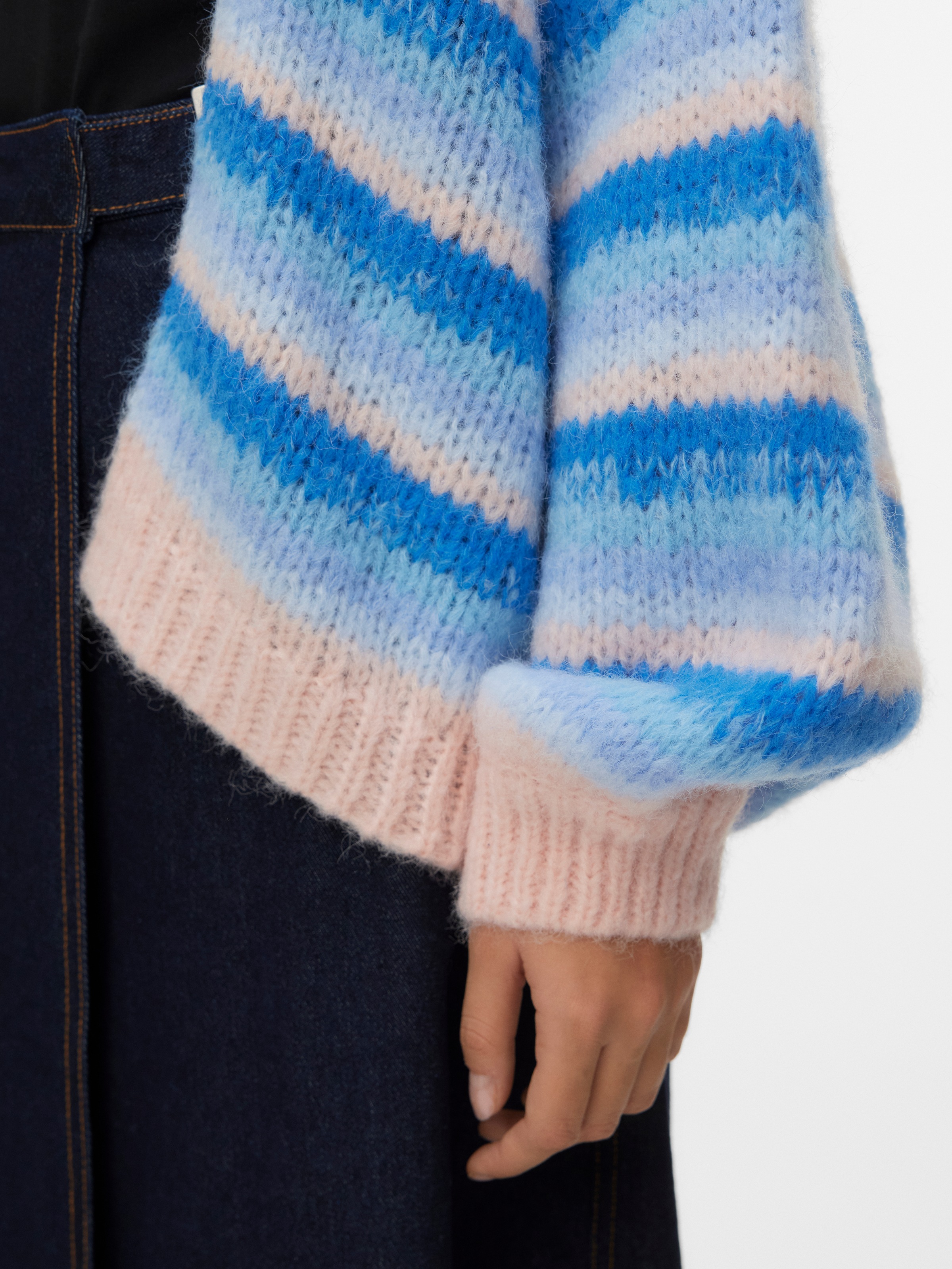 Thumbnail - Vero Moda Strickjacke "VMMAYBE STRIPE LS OPEN CARDIGAN NOOS" Kunstfaser, loose fit