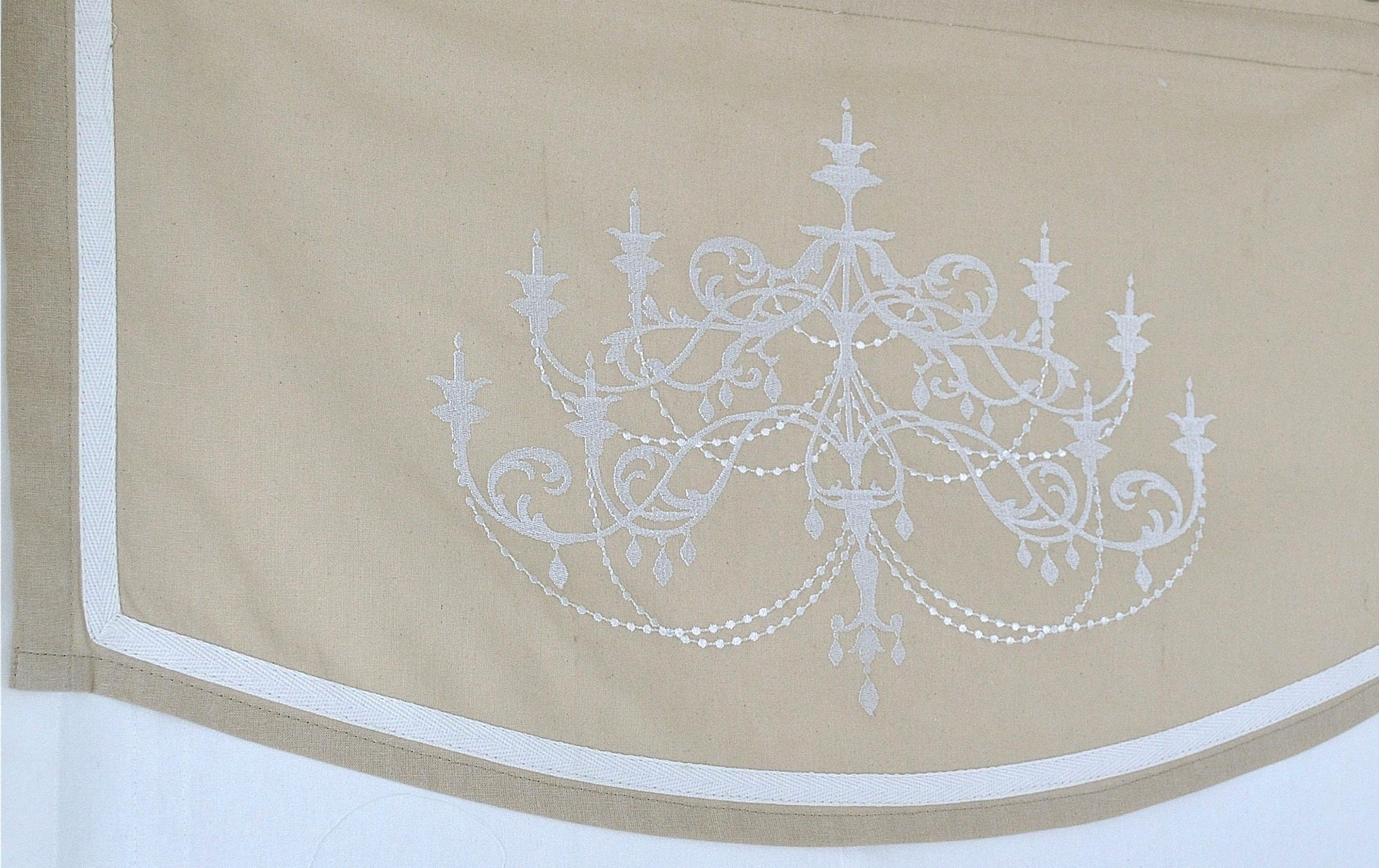 Kutti Raffrollo »Versailles«, mit Stangendurchzug, freihängend, weiß, Raffgardine, blickdicht, Baumwolle, Volant bestickt