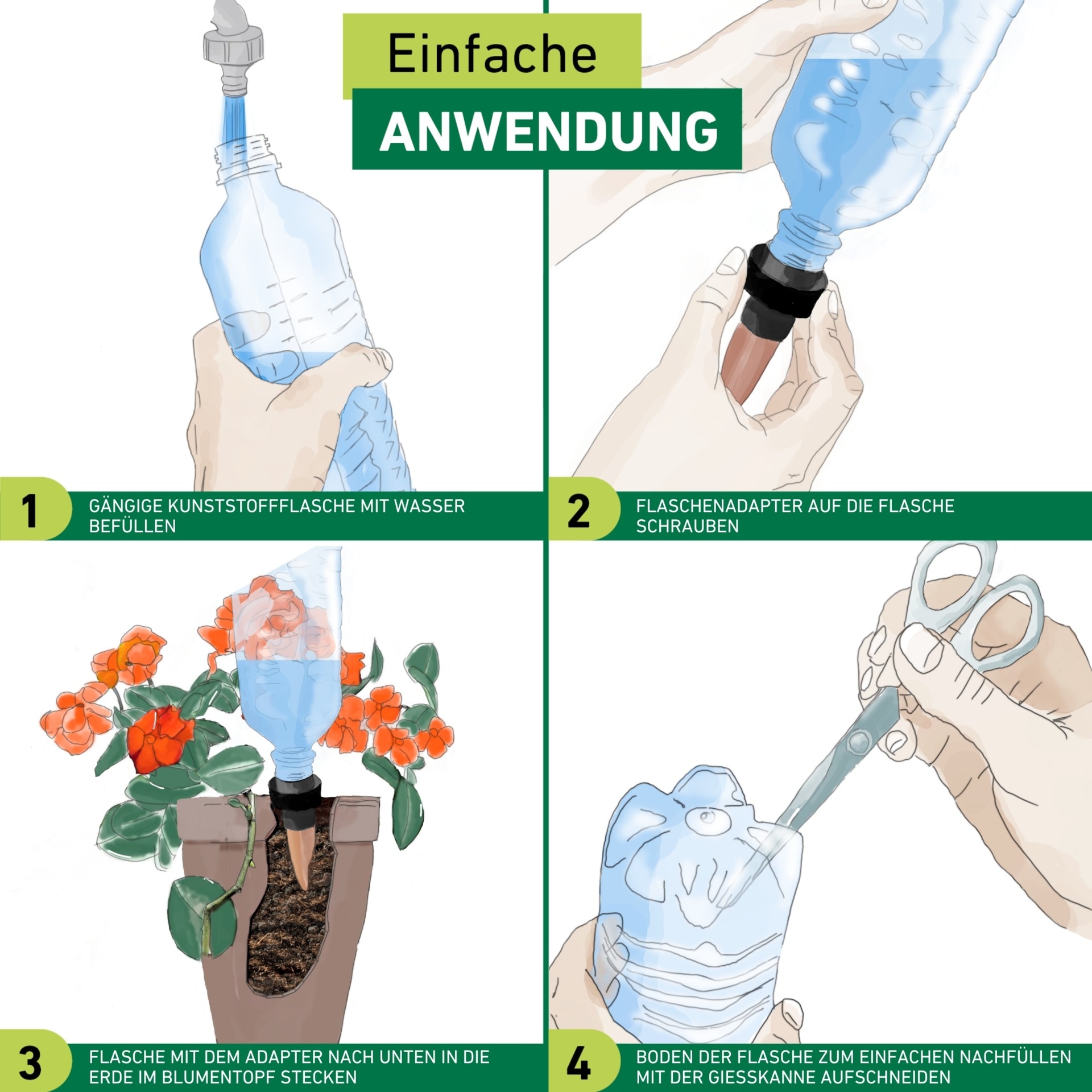 Windhager Tropfer »Wasserspender« (Set, 3 Stk. tlg.)  Flaschenadapter zur konstant dosierten Bewässerung