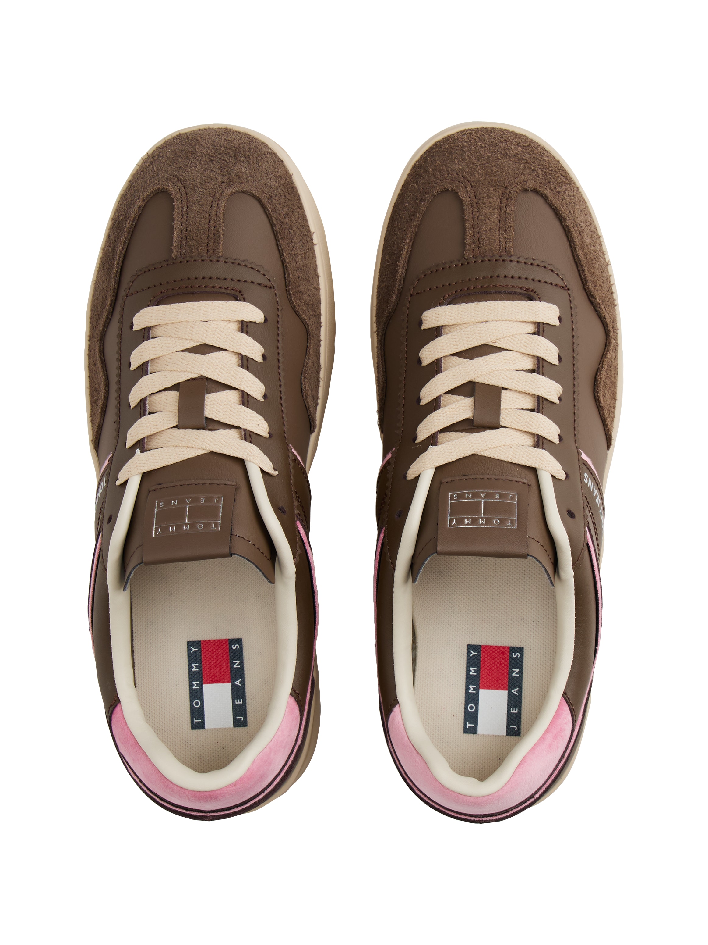 Tommy Jeans Plateausneaker »THE GREENWICH FLATFORM«, Freizeitschuh, Halbschuh, Schnürschuh mit pastellfarbenem Kontast