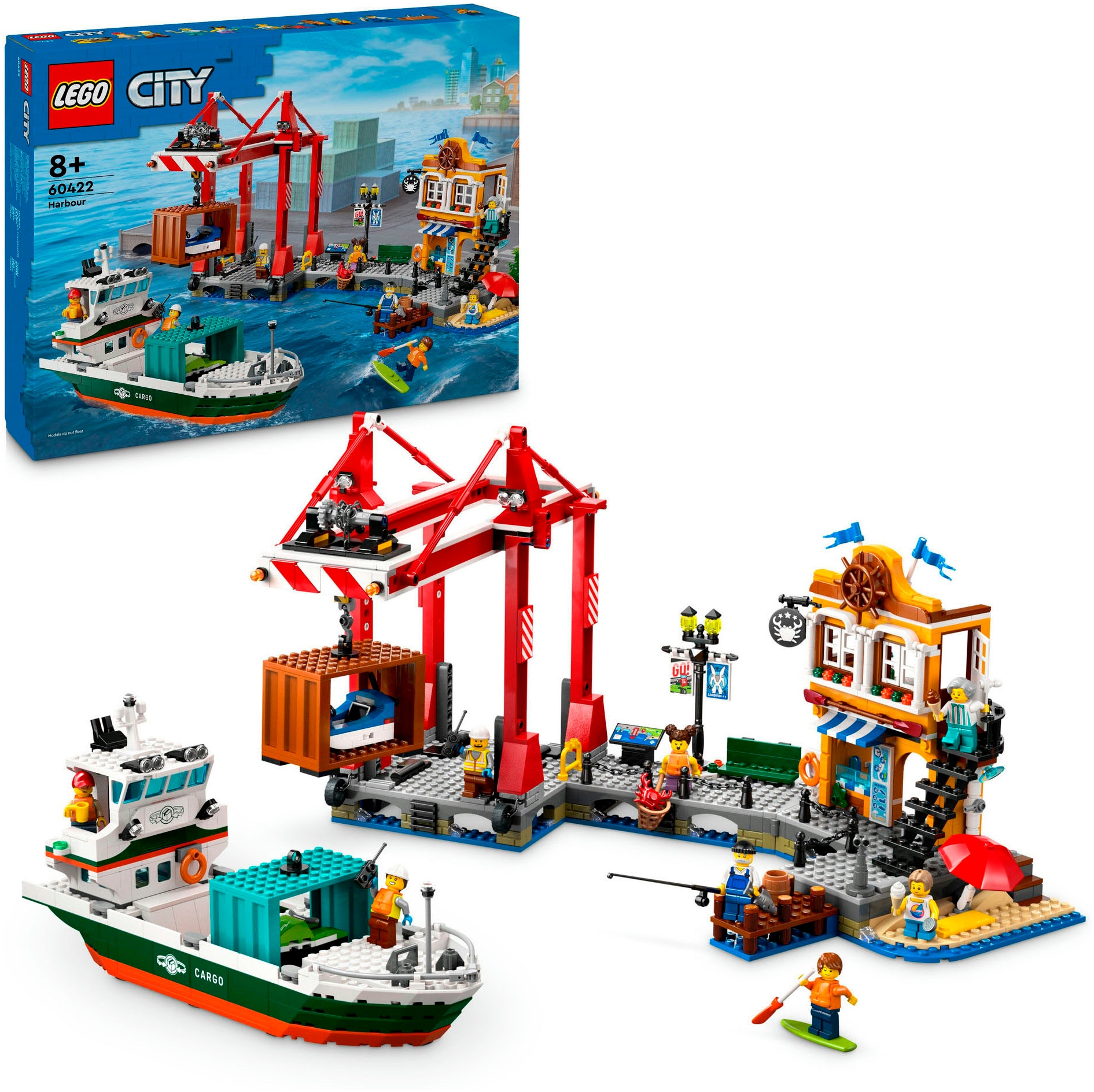 Konstruktionsspielsteine »Hafen mit Frachtschiff (60422), LEGO City«, (1226 St.), Made...