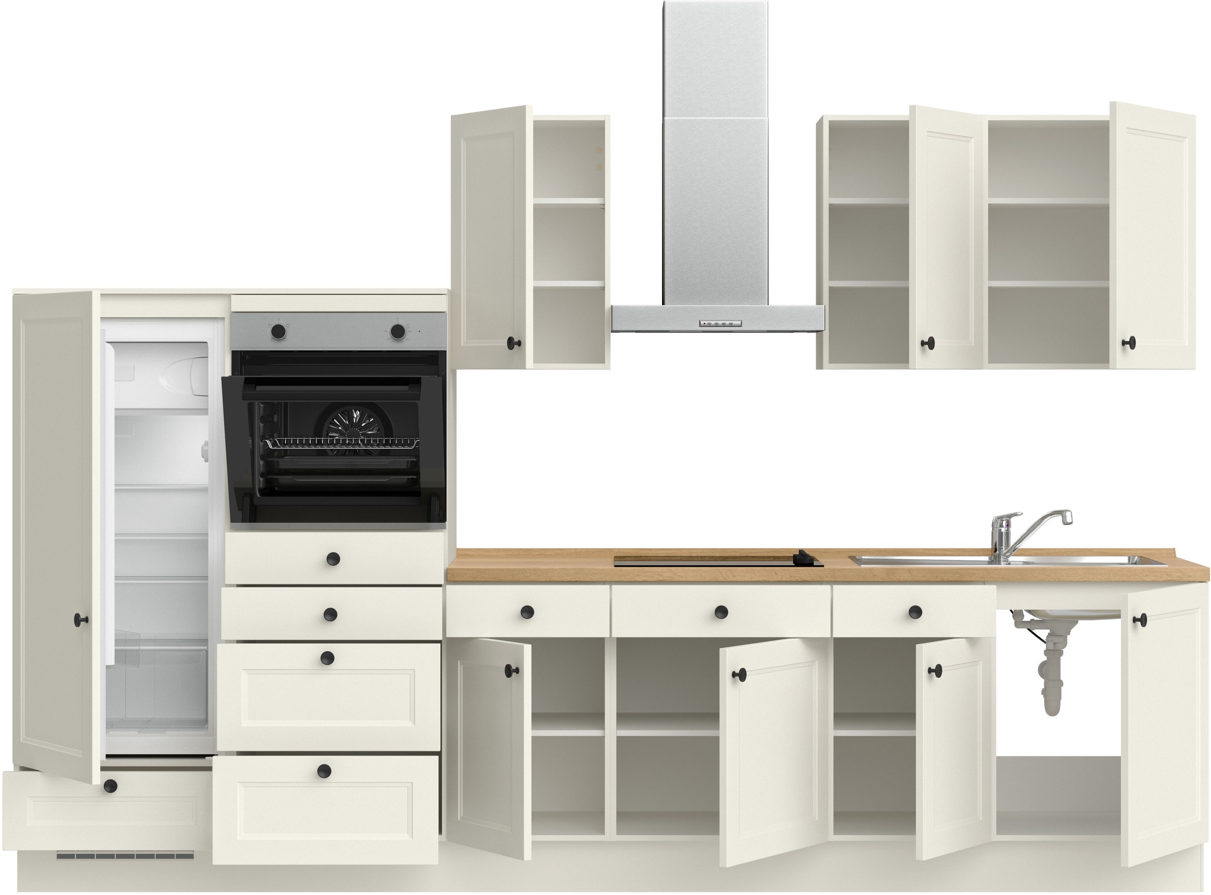 nobilia® Küchenzeile »"Cascada I"«, vormontiert, Ausrichtung wählbar, Breite 330 cm, wahlw. mit E-Geräten
