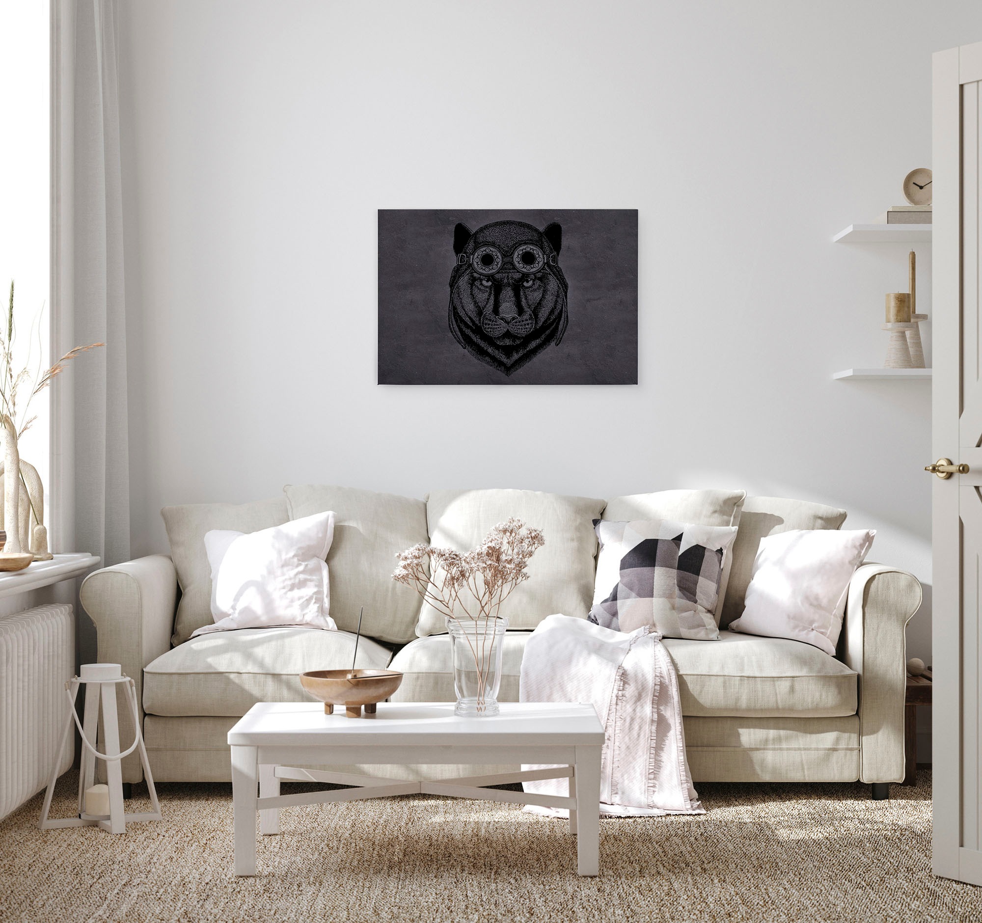 A.S. Création Leinwandbild »panther«, Kunst-Tiere-Kinder, (1 St.), Wild Tier Keilrahmen Panther Dschungel Leinwand-Bild Wohnzimmer modern