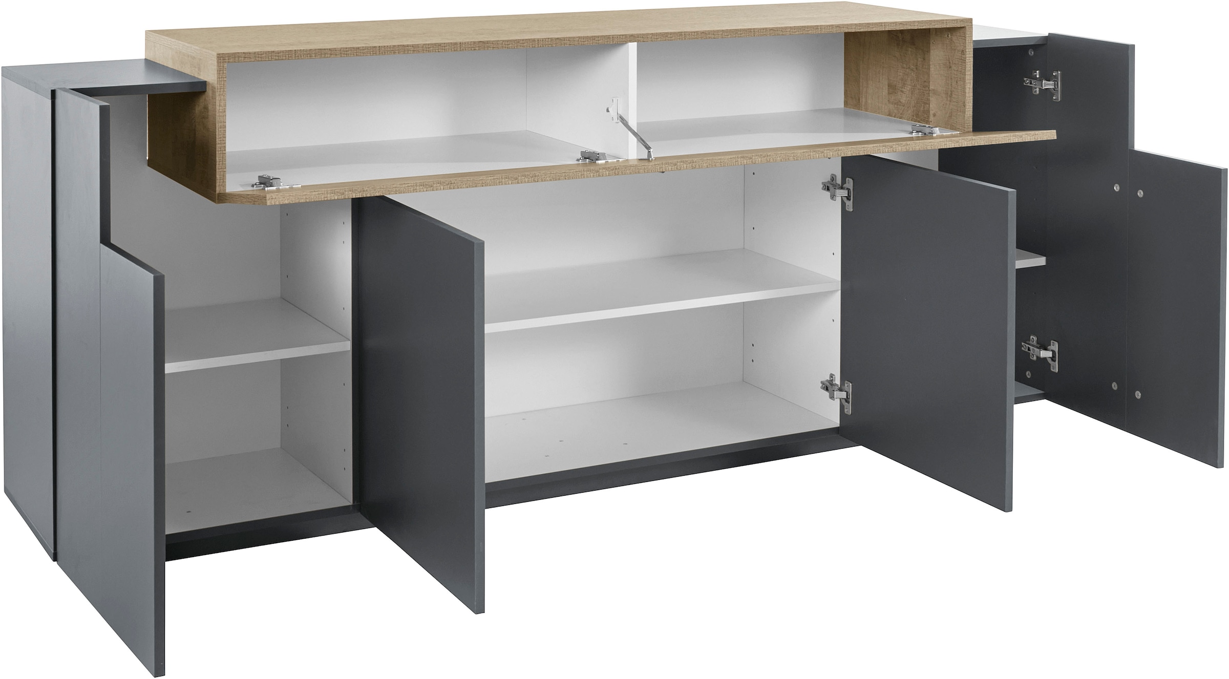 INOSIGN Sideboard »Coro, Kommode, Schrank, Kredenz, grifflos mit Einlegeböden«, 1 klappe,4 Türen, Doppeltiefe, B/T/H 200x45x85,6cm