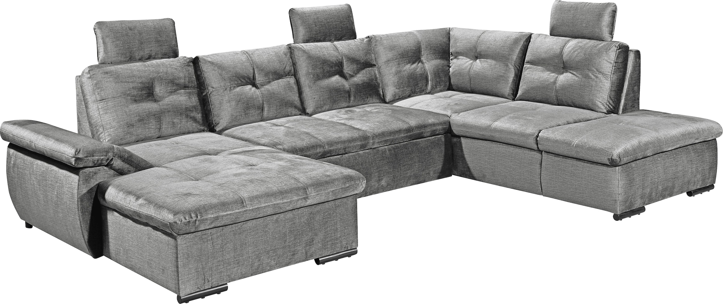 ED EXCITING DESIGN Wohnlandschaft »Alija U-Form«, mit Bettfunktion, Bettkasten, Armteilverstellung & Kopfstützen