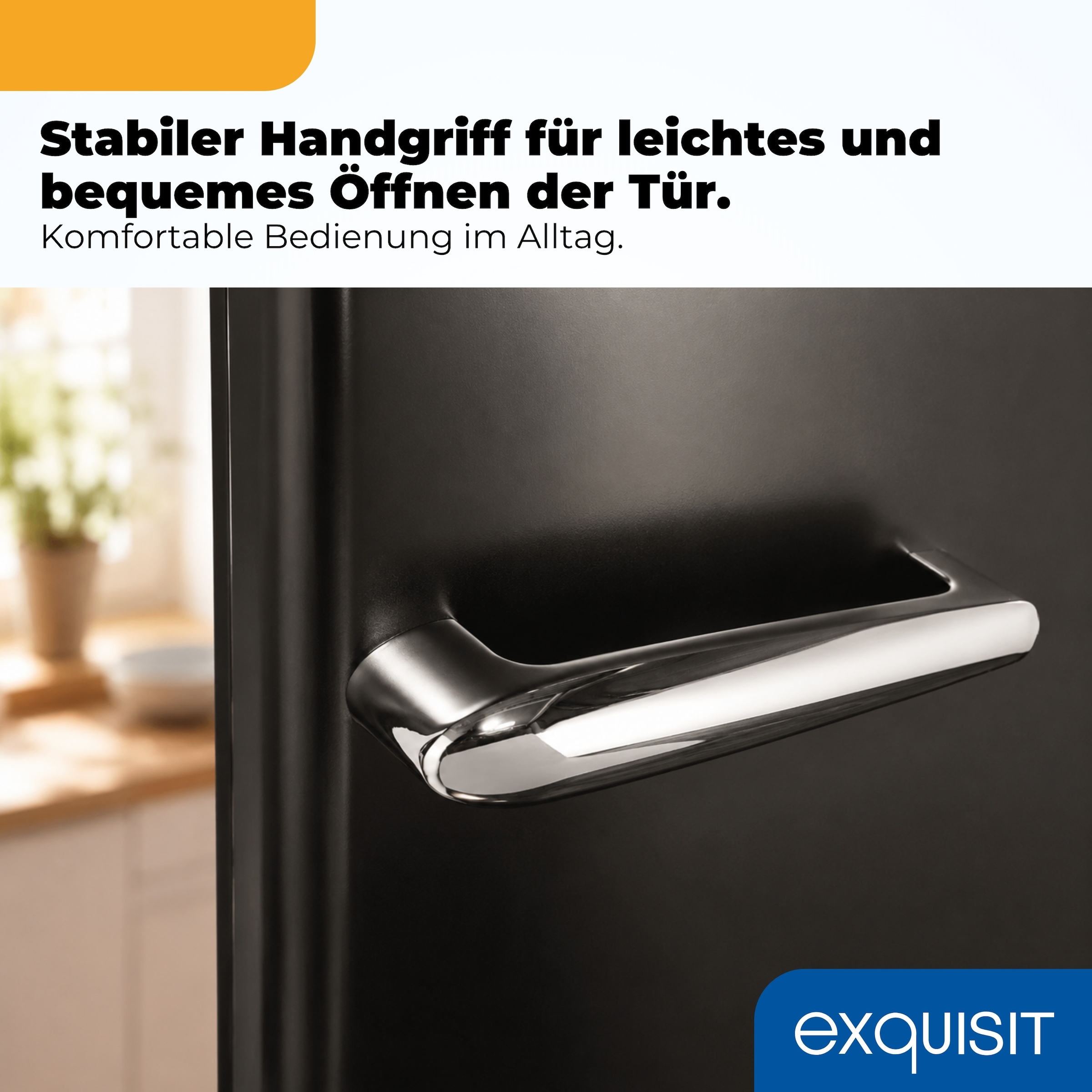 exquisit Kühlschrank »RKS325-V-H-160C mattschwarz« 146,5 cm hoch 54,5 cm breit LED-Beleuchtung, verstellbare Glasböden, Retro-Design