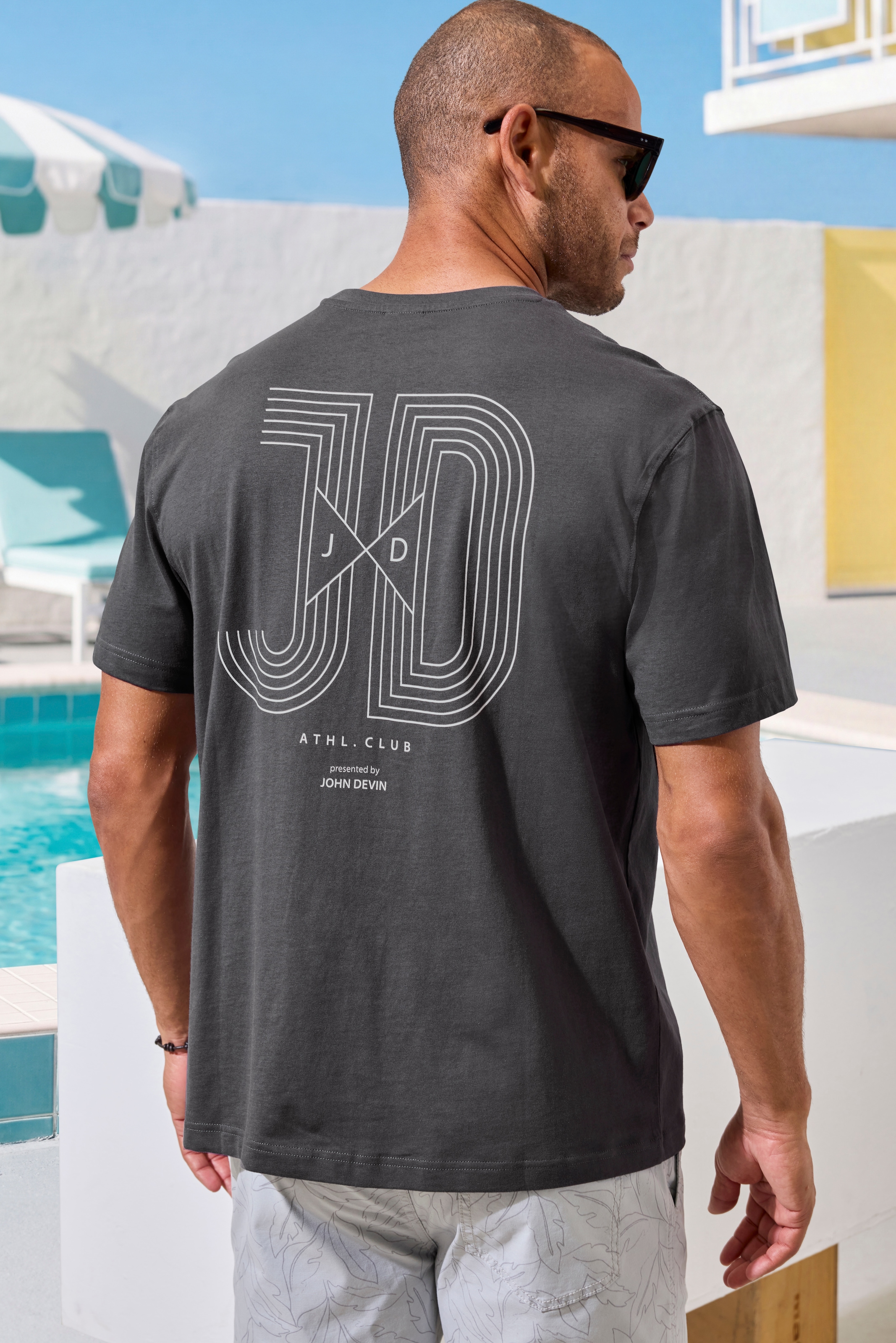 John Devin ", Printshirt aus Baumwolle" Kurzarm, bedruckt, Rundhals, aus Baumwolle