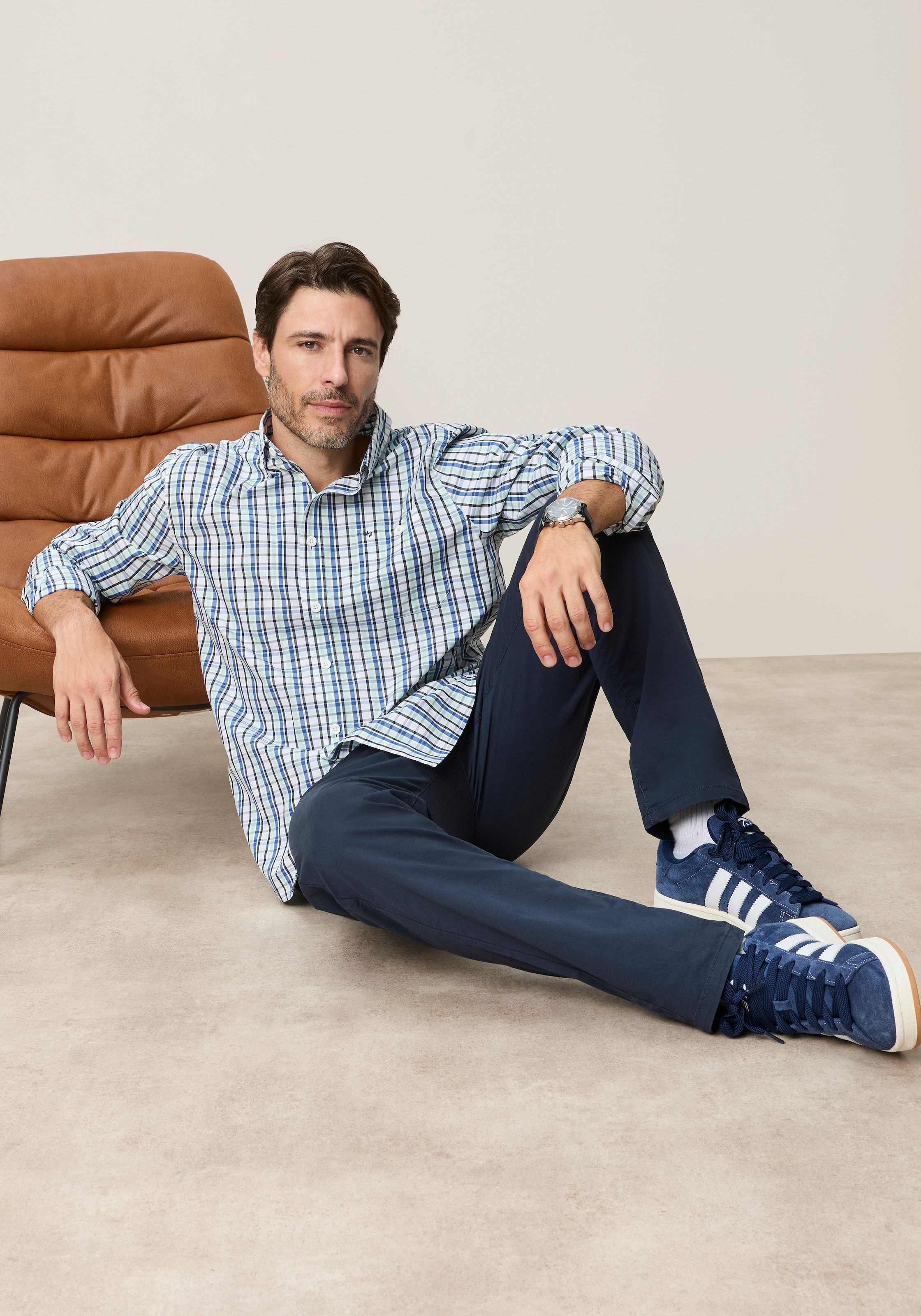 Man's World Karohemd regular fit, normale Länge, Langarm mit Manschetten und Ärmelschlitz