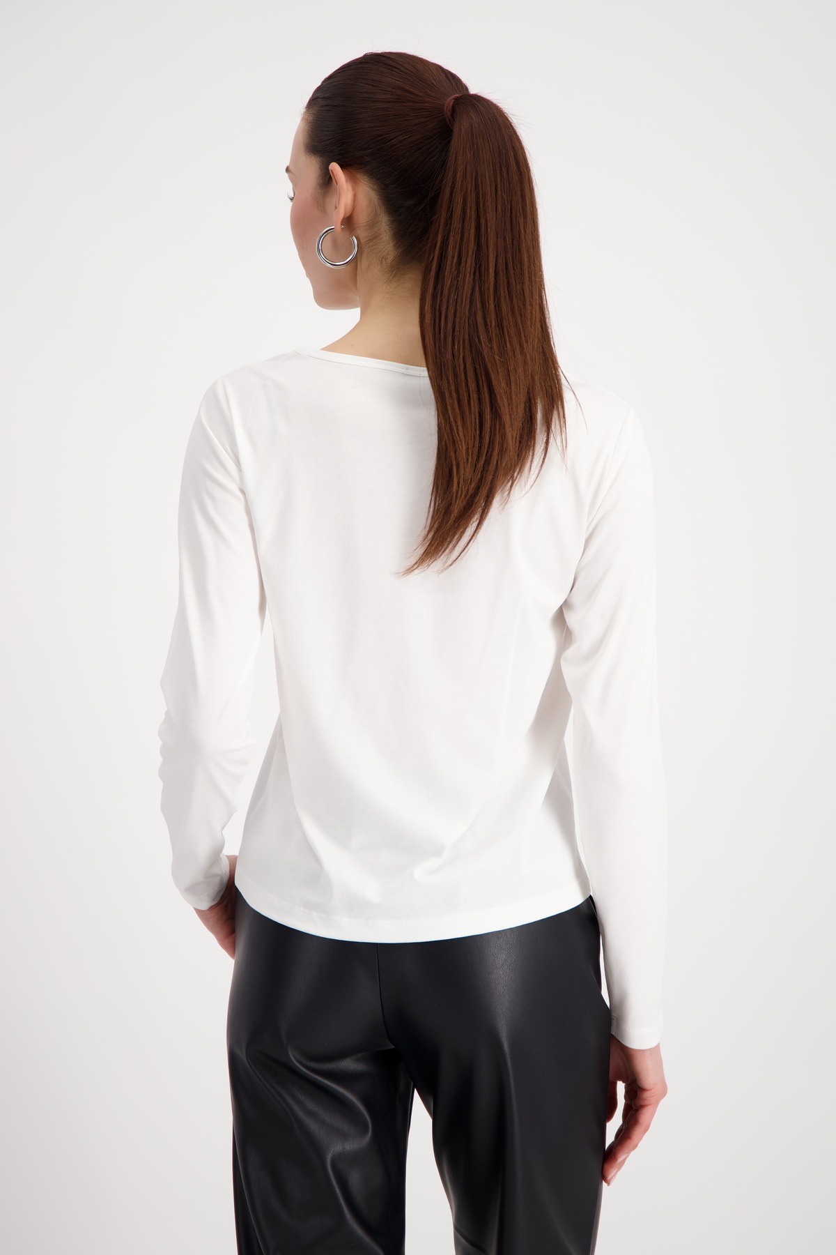 Thumbnail - Monari Langarmshirt "Shirt Frau Schrift" Regular fit mit Rundhalsausschnitt