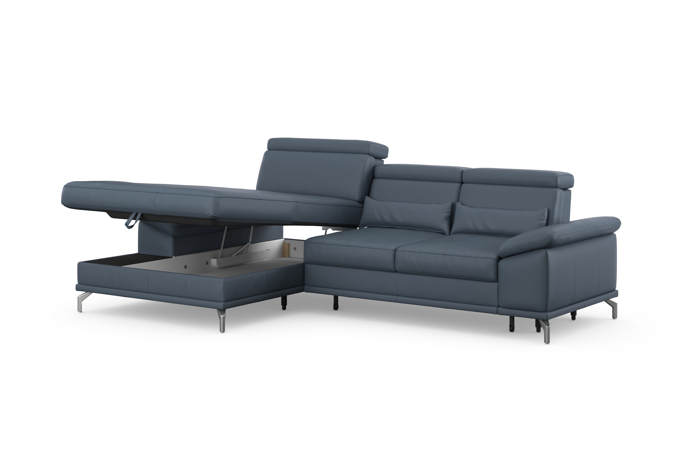 sit&more Ecksofa »Cabrio L-Form, mit Sitztiefenverstellung, Arm- und Kopfteilverstellung«, 2 Nierenkissen, Federkern, optional Bettfunktion und Stauraum