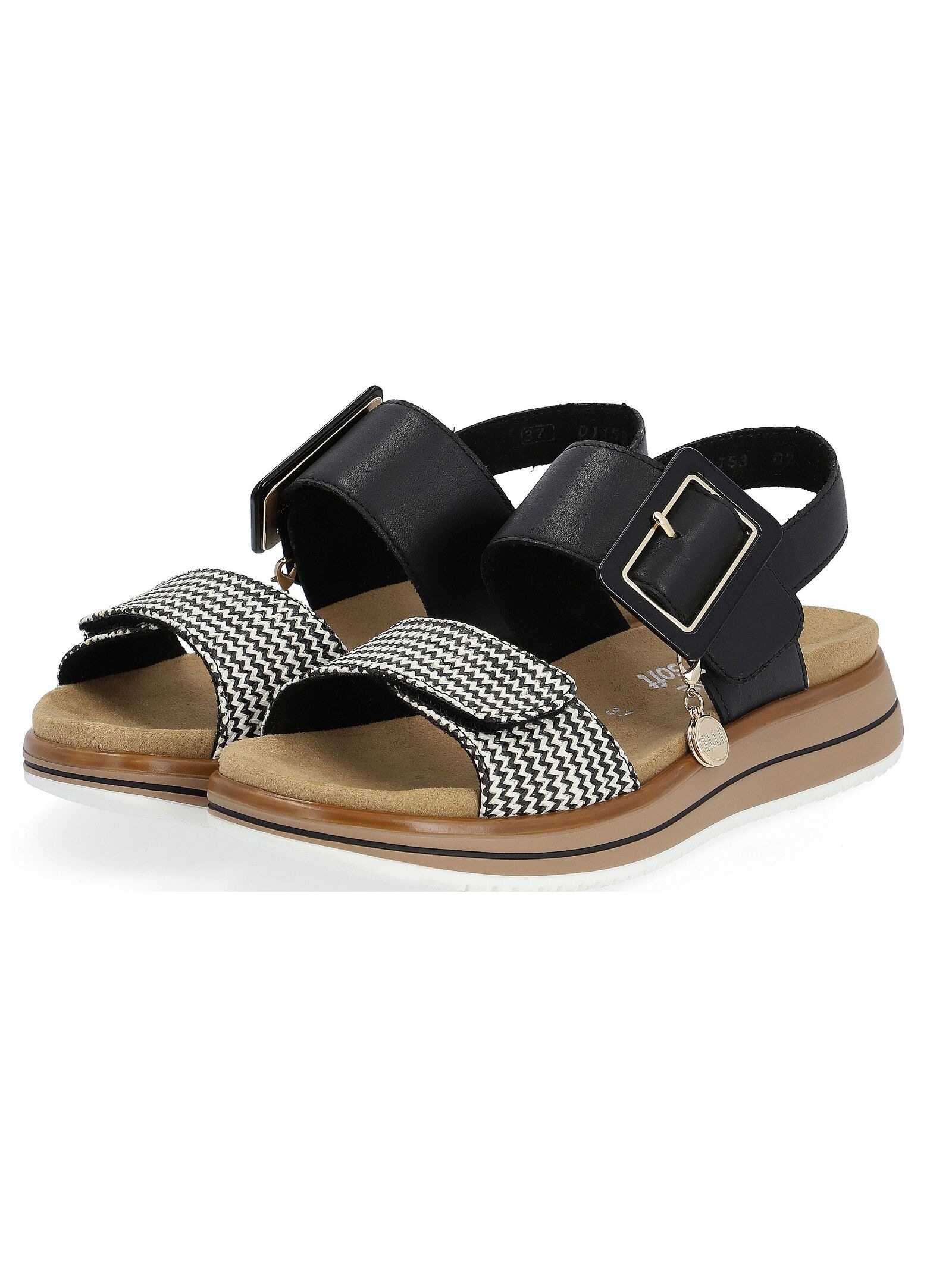 Riemchensandale REMONTE "Remonte Sandalen Glattleder", Damen, Gr. 37, schwarz (schwarz, weiß), Glattleder, Schuhe Riemchensandale 6