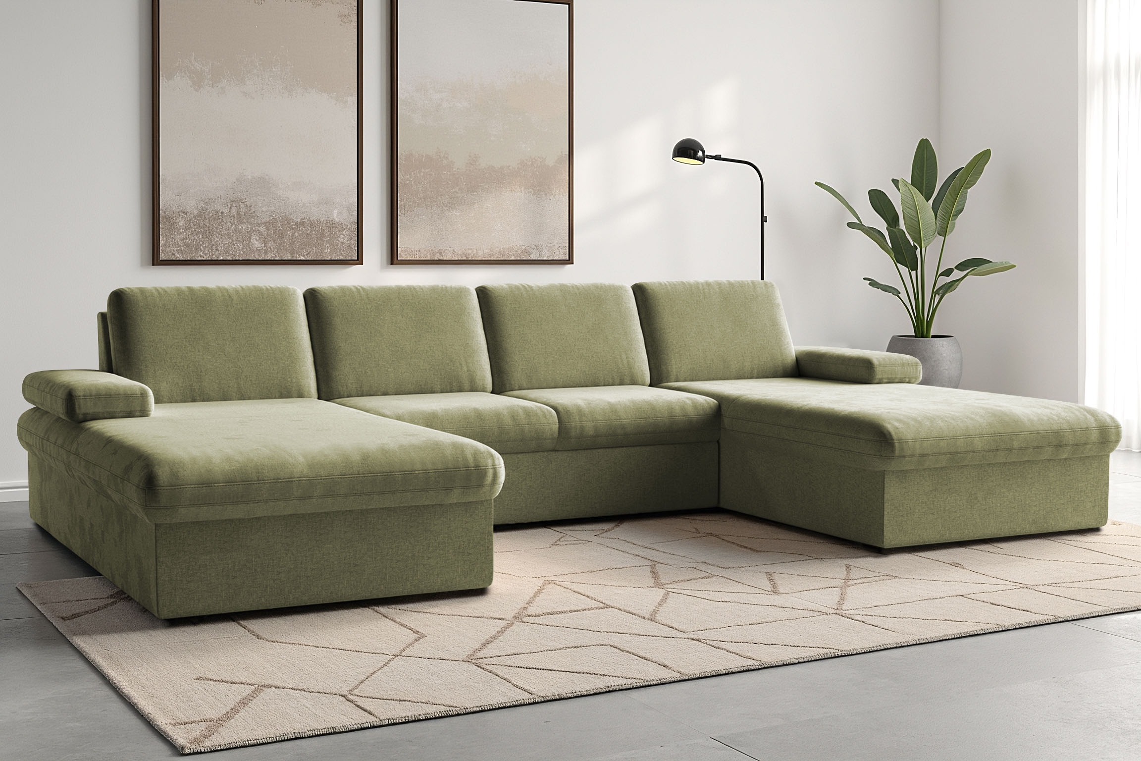 sit&more Wohnlandschaft "Moreno U-Form, B: 309 cm" mit Armteilverstellung, optional Schlaffunktion