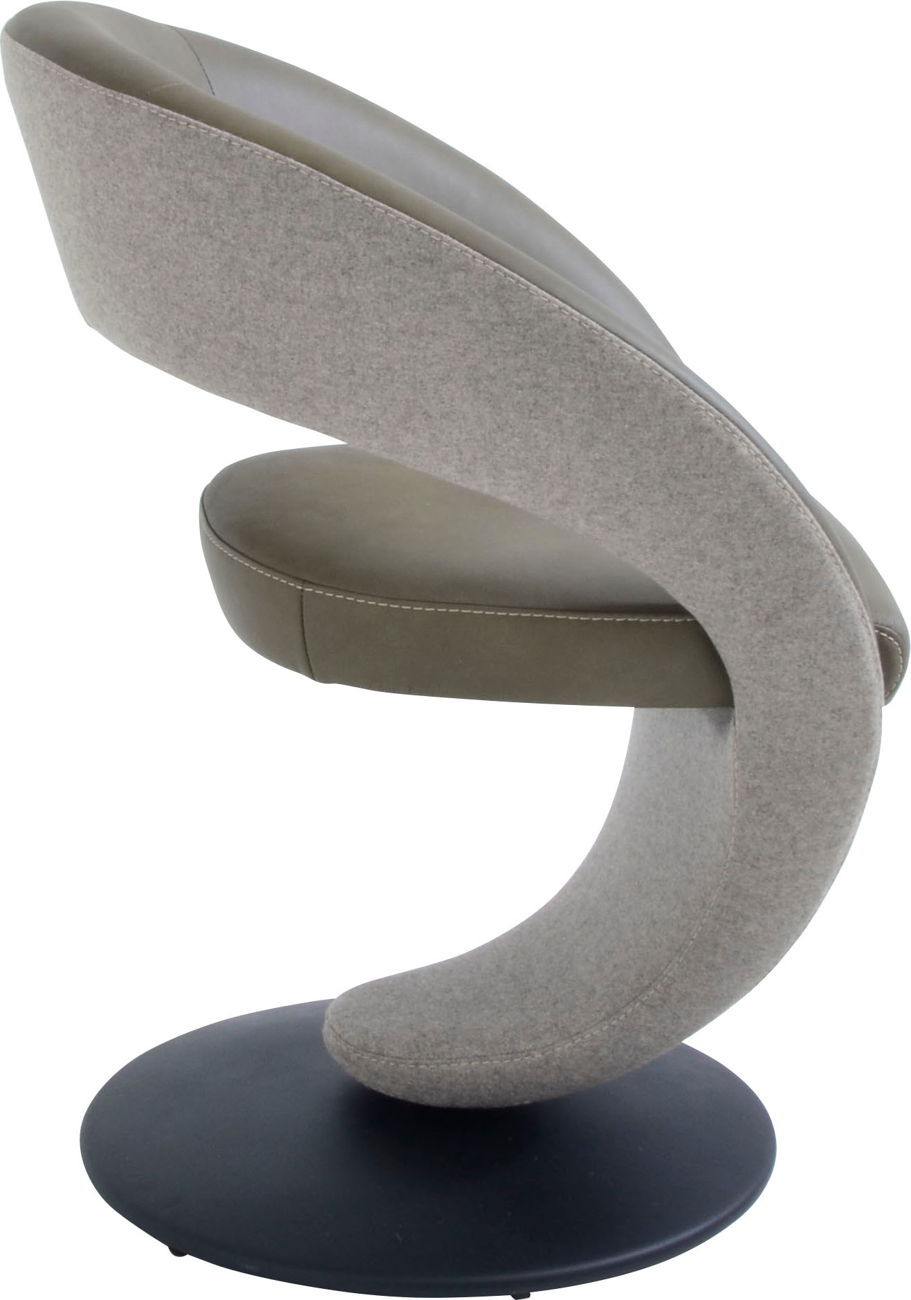 K+W Komfort & Wohnen Drehstuhl »Wave«, Leder CLOUD-Lodenstoff, Design-Drehstuhl, Drehteller in Metall schwarz, Farbkombination
