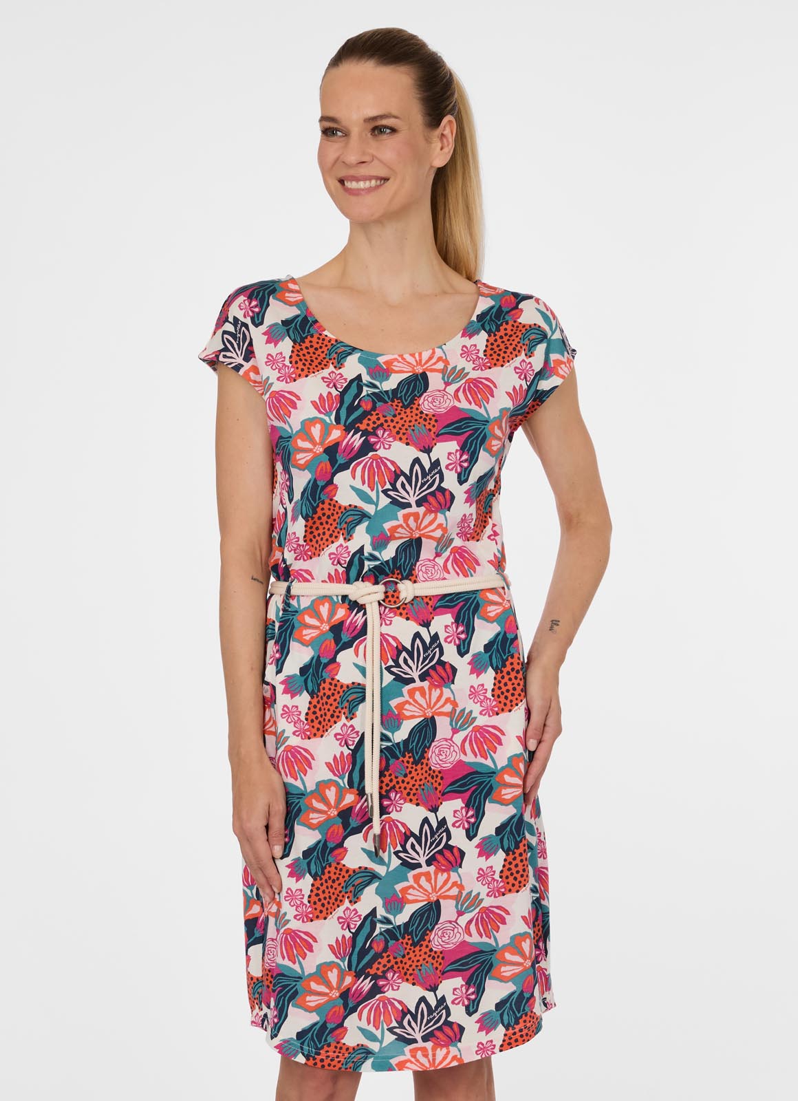 Ragwear Minikleid "LILITHE PRINT" aus Baumwollmischung, normale Passform, Kurzarm