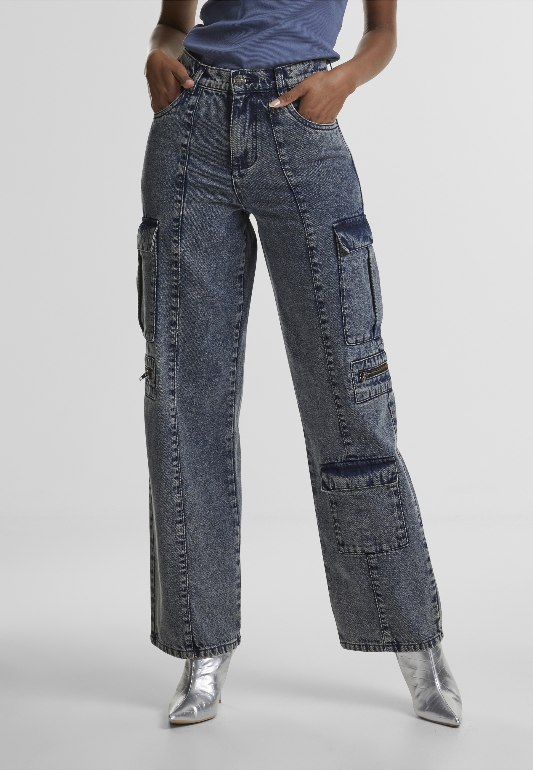 URBAN CLASSICS Cargohose »Urban Classics Ladies Loose Utility Denim Pants«