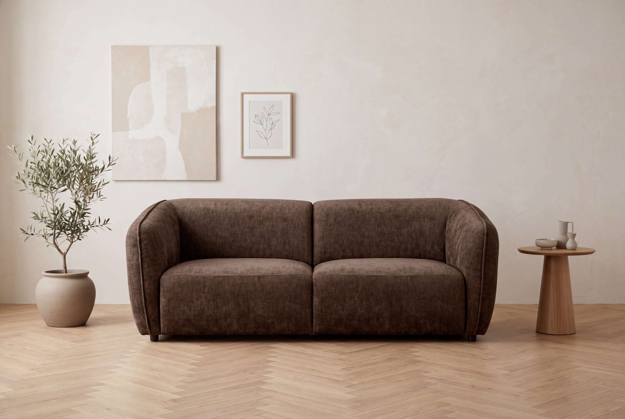 OTTO home 3-Sitzer "OSTRUP, Naturtöne, Boucle oder Chenille" Breite 221 cm, organische Form mit sanften Rundungen