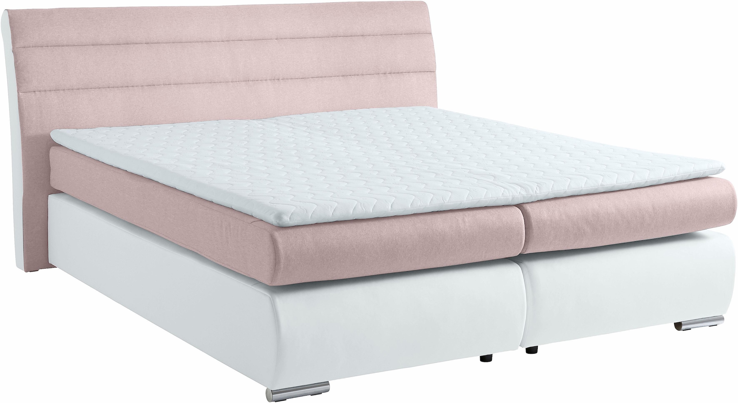 Places of Style Boxspringbett »Luna«, in Struktur-/Kunstleder-Mix, Überlänge 220 cm, bis zu 3 Härtegrade