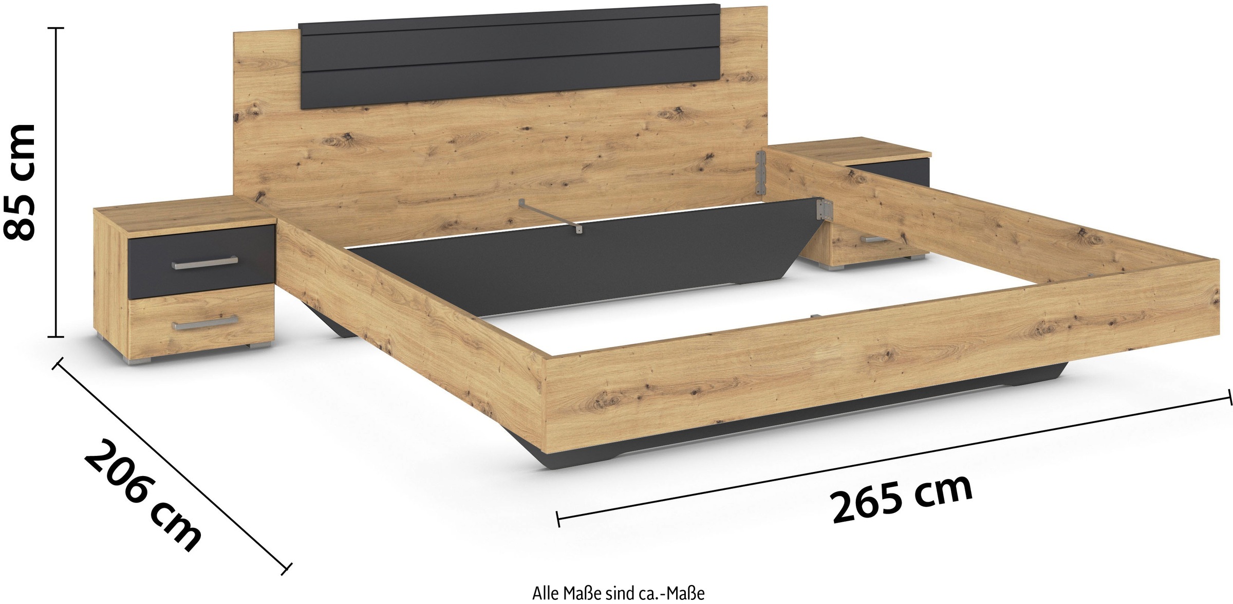 rauch Schlafzimmer-Set »Komplettschlafzimmer Schlafzimmer BARCELONA mit Schrank Breite 226 cm,«, (Set, 4 tlg.), Bett 160 oder 180 cm und 2 Nachttischen MADE IN GERMANY