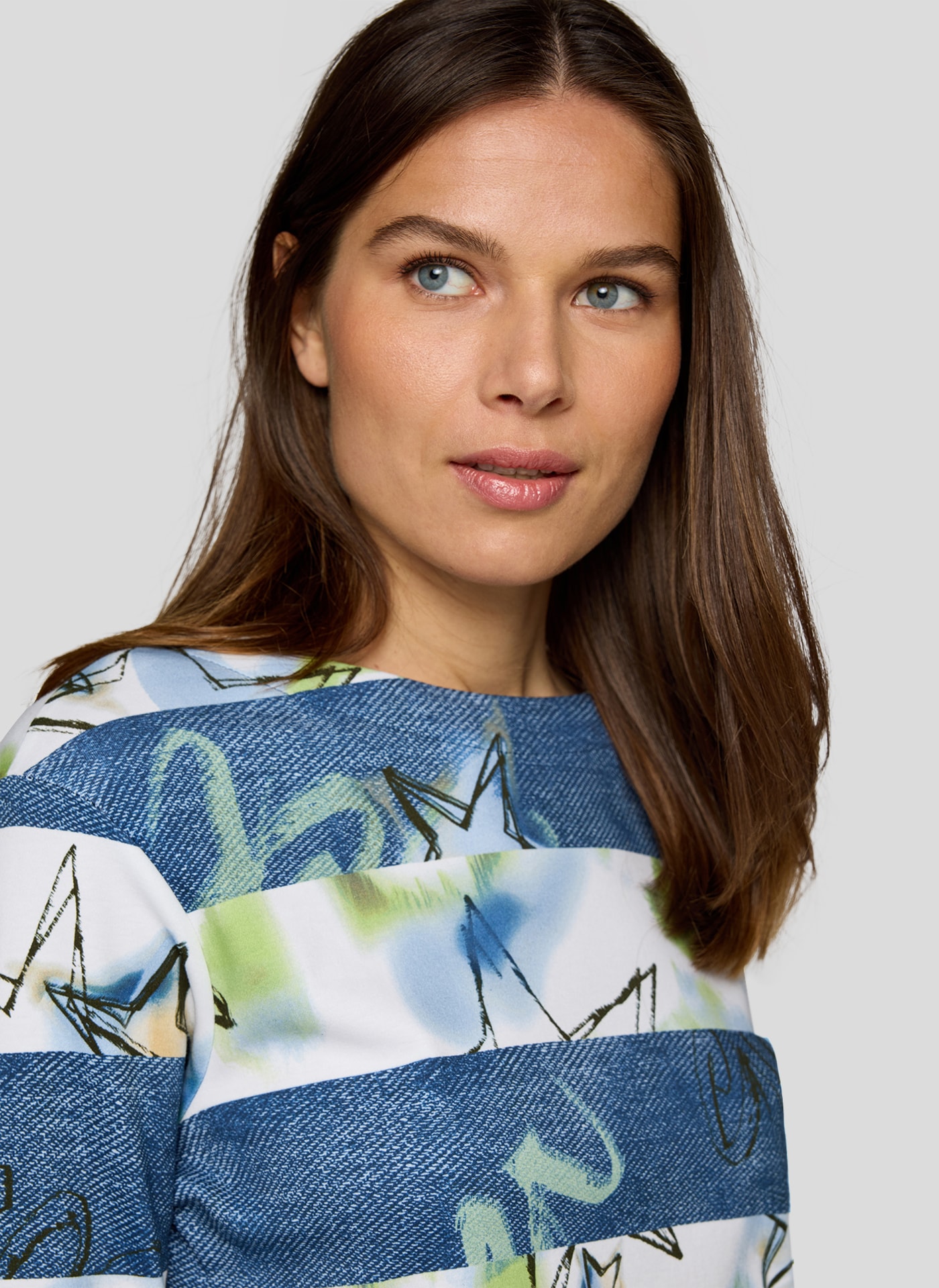 Rabe Print-Shirt, mit Jeans-Color-Blocking und grafischem Muster