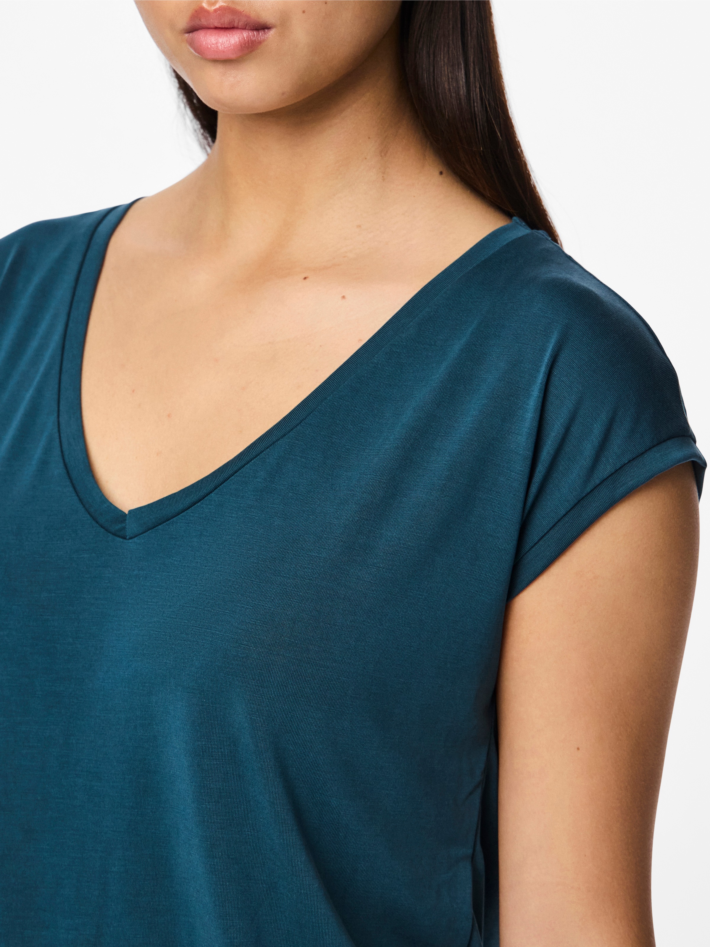 Thumbnail - pieces Kurzarmshirt "PCKAMALA TEE NOOS BC" Materialmix, regular fit