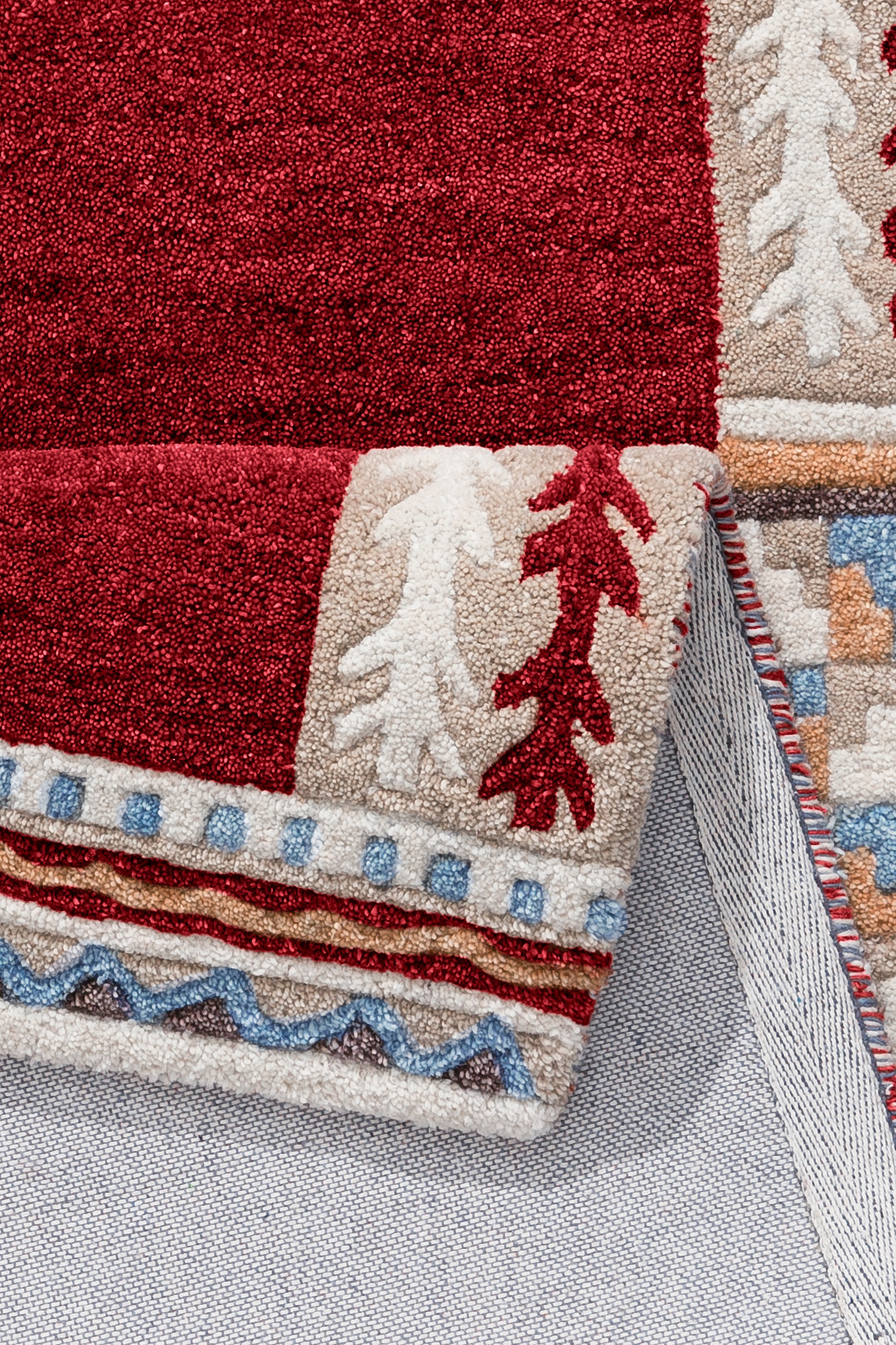 THEKO Bettumrandung »Nuno, handgearbeitet, mit Bordüre« Höhe 14 mm 3 Stk. tlg. Bettvorleger, reine Wolle, handgetuftet, Läufer-Set, Schlafzimmer