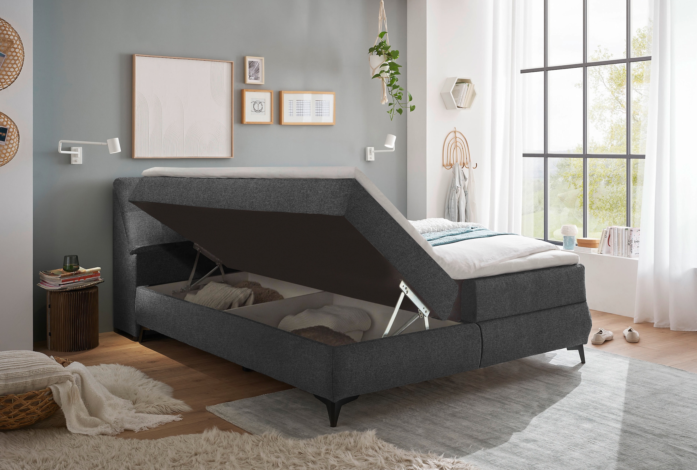 ED EXCITING DESIGN Boxbett »Atlantis«, mit Bettkasten und Stauraum im Kopfteil