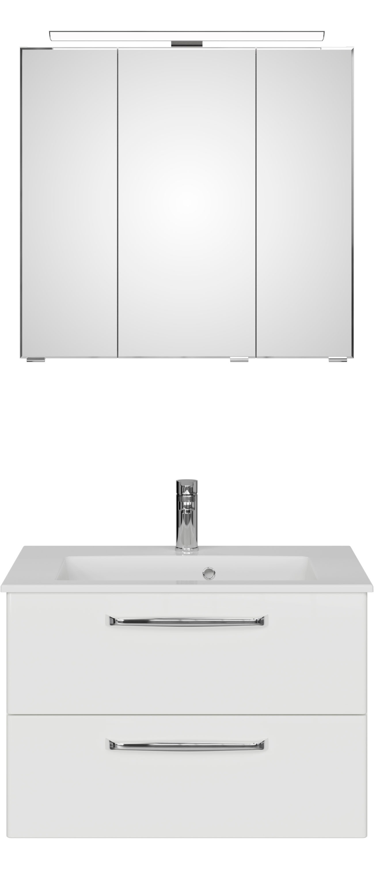 Thumbnail - Saphir Badmöbel-Set "Trentino 2-tlg Mineralmarmor-Waschtisch,Spiegelschrank mit LED-Leuchte" 3 Stk. tlg.