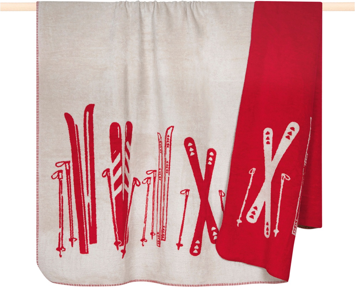 PAD Wohndecke "SKI" Winterliches Ski-Design für Berg- und Wintersportfans