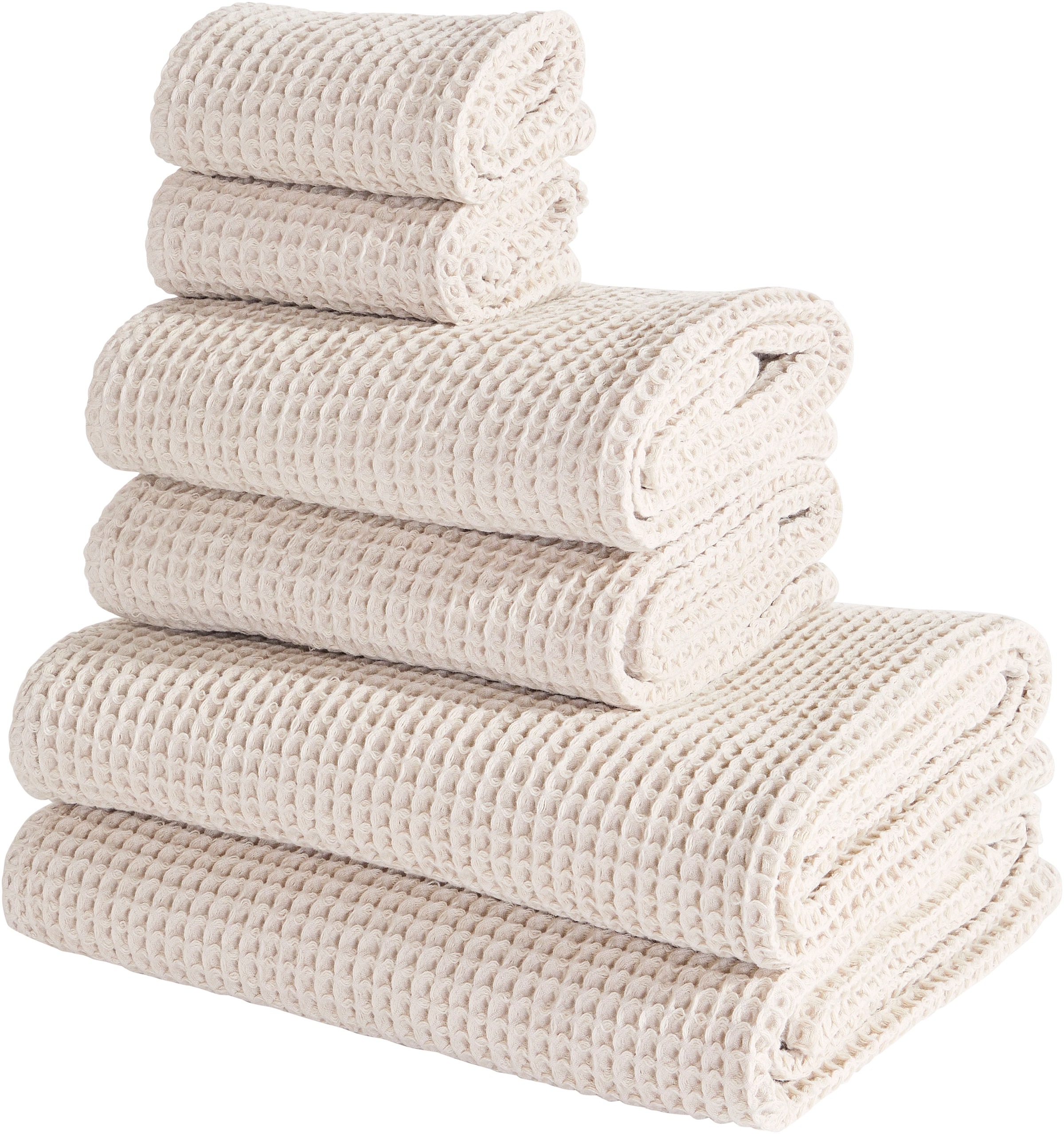 LeGer Home by Lena Gercke Handtuch Set "Tabina, Duschtücher, Handtücher, Gästetücher, Premium 500 gr/m²" Set 6 Waffelpiqué Premium Handtücher, 100% Baumwolle, weich, 5 Jahre Garantie
