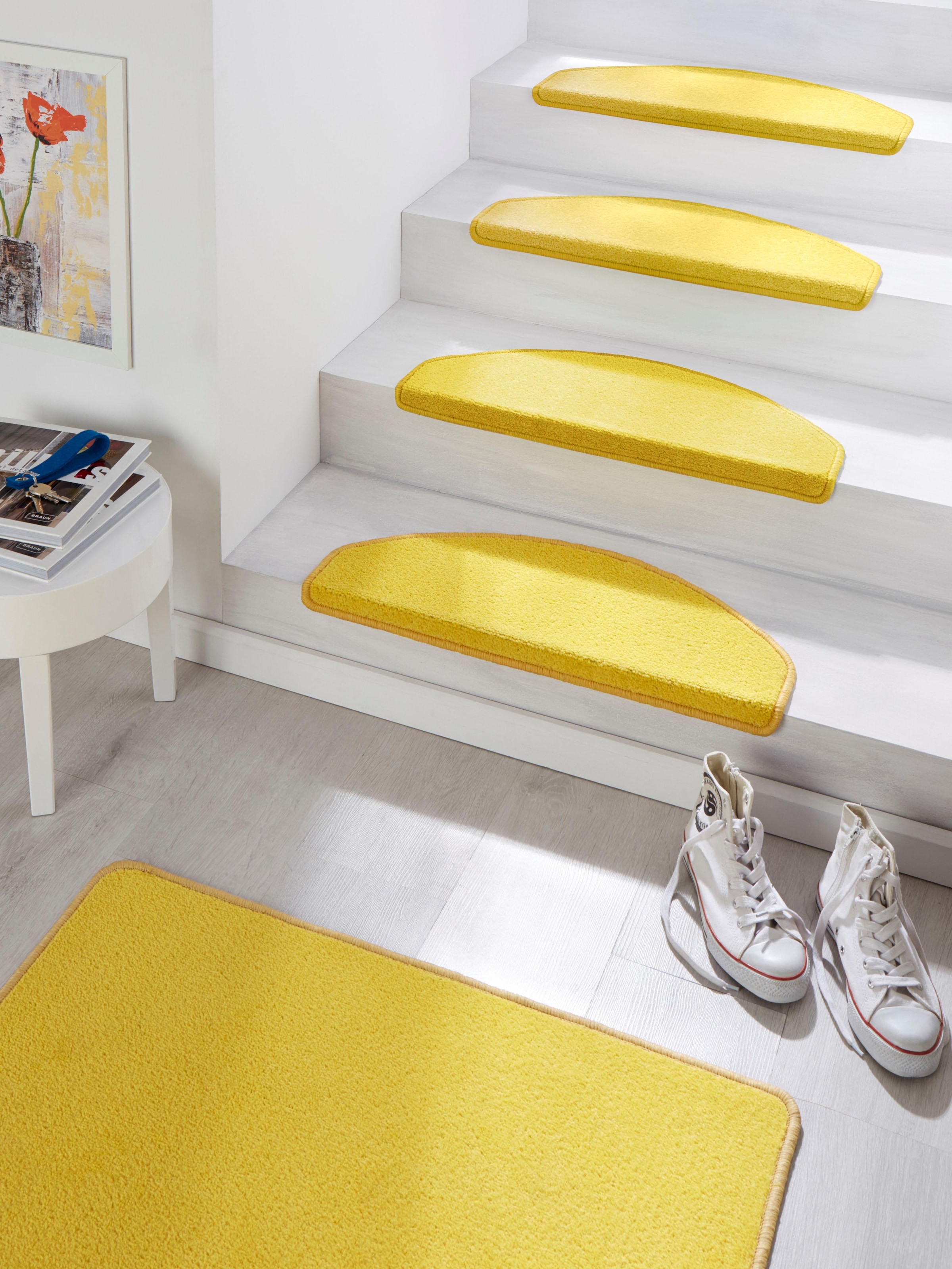 HANSE Home Stufenmatte "Fancy", halbrund, 15 Stück, Treppenmatten, Selbstklebend, Stufenteppich, Treppenstufen