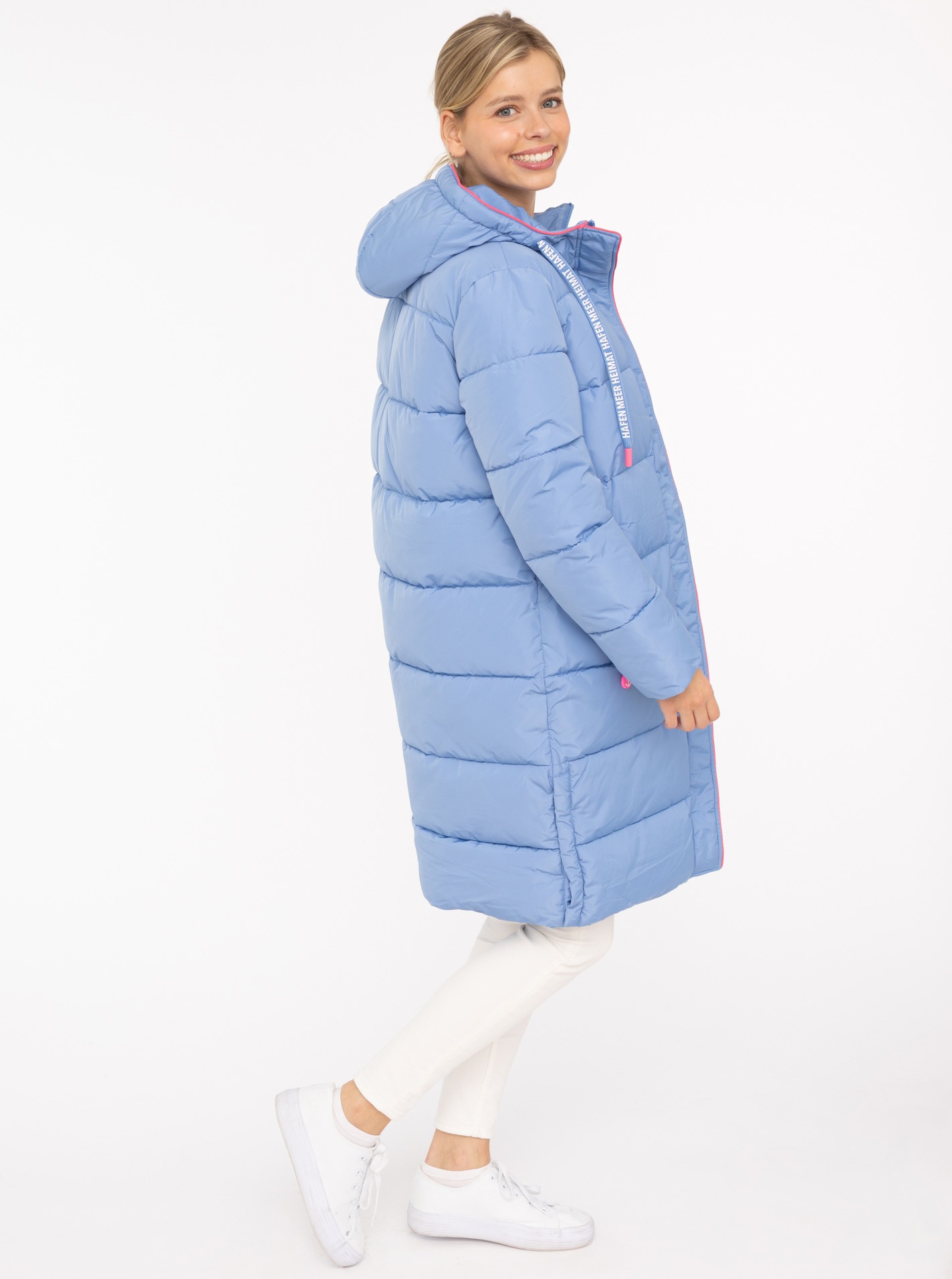 Zwillingsherz Steppmantel "Küstentraum" martimen Details, mit Kapuze und Ta günstig online kaufen