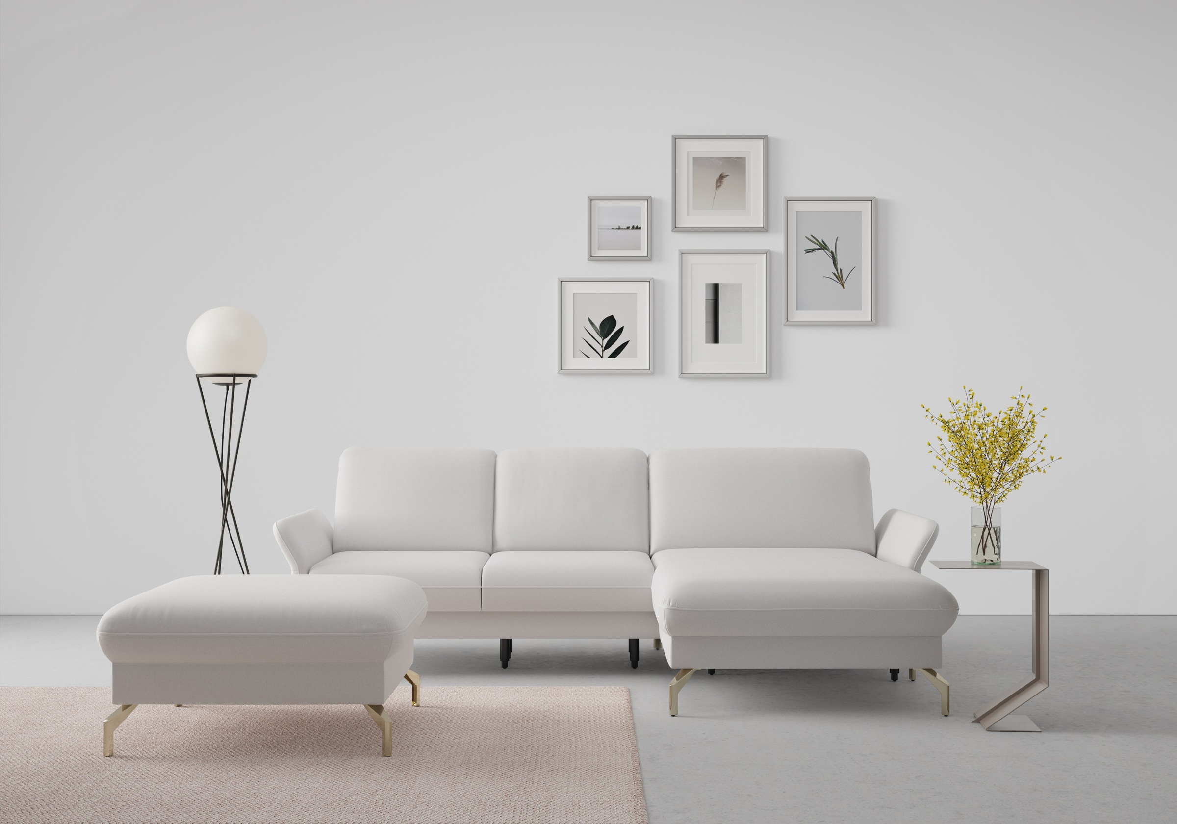 sit&more Ecksofa "Fashion L-Form" wahlweise mit Kopfteilverstellung, Vorziehsitz, motorisch, Nickelfüße