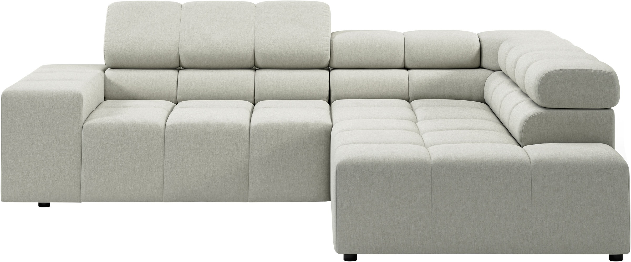 INOSIGN Ecksofa »Ancona, incl. Kopfteilverstellung + 3 Zierkissen, L-Form, bequem«, wahlweise motorische Sitztiefenverstellung, B/T(H: 249/215/70 cm