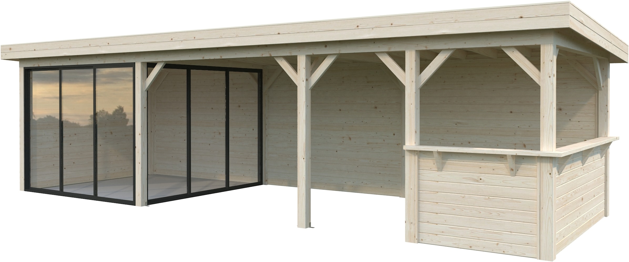 Palmako Gartenhaus "Lenna 24,9 m², Set 415 Slide"