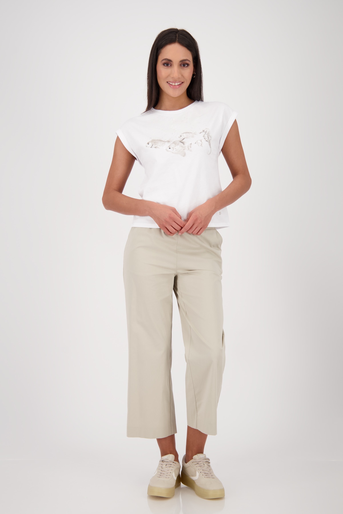 Monari T-Shirt »Shirt Fische + Pailetten«, Mit Rundhalsausschnitt