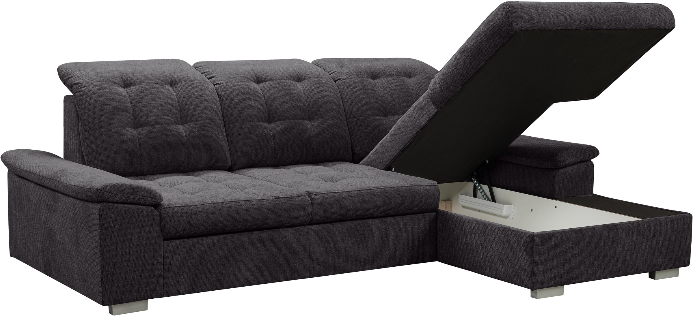 WERK2 Ecksofa Carmen, Sofa, Eckcouch mit Schlaffunktion, Bettkasten und Sitztiefenverstellung