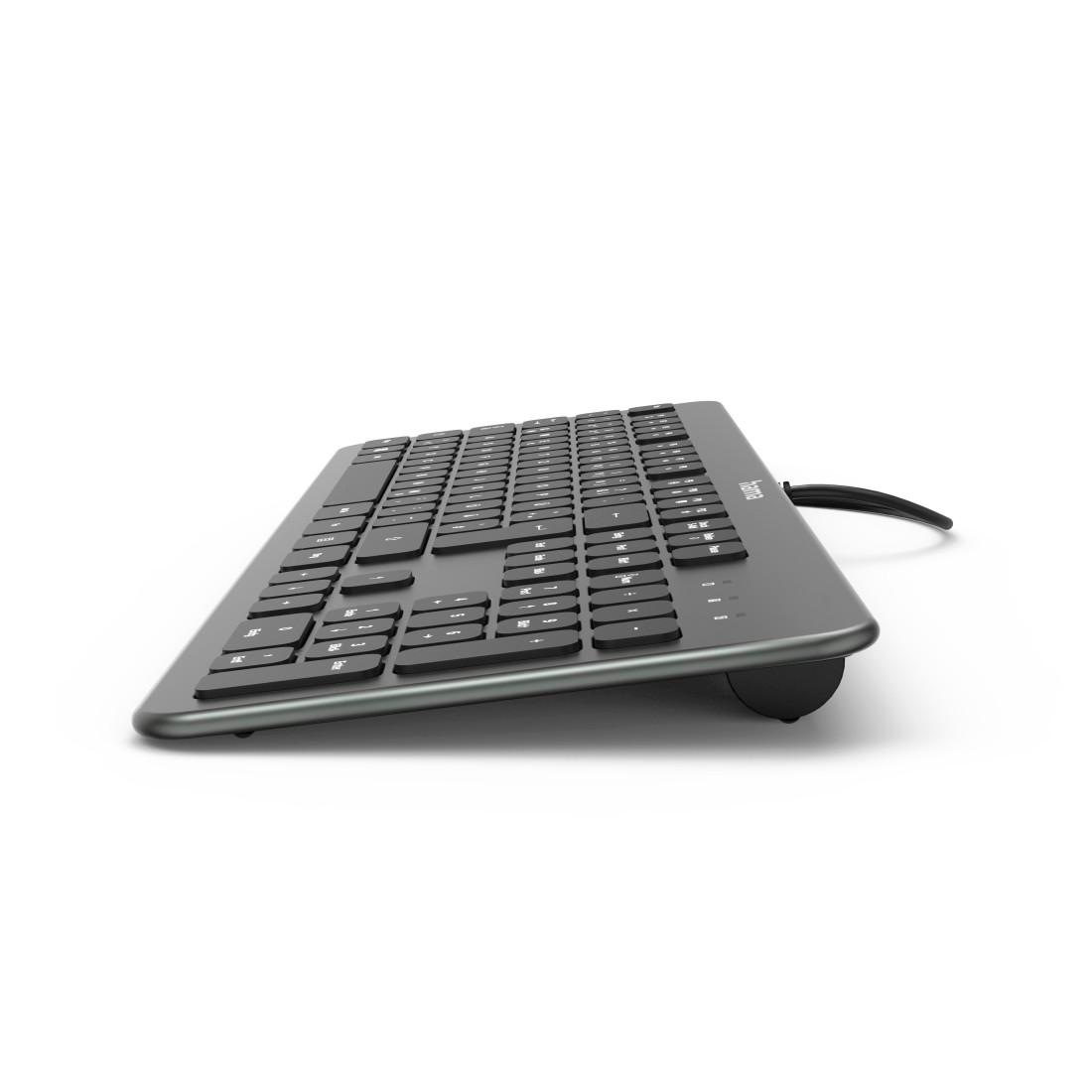 Hama PC-Tastatur »Tastatur "KC-700", kabelgebunden, PC, Notebook, Laptop Keyboard«, Abgesetzte Tasten/Leise Tasten