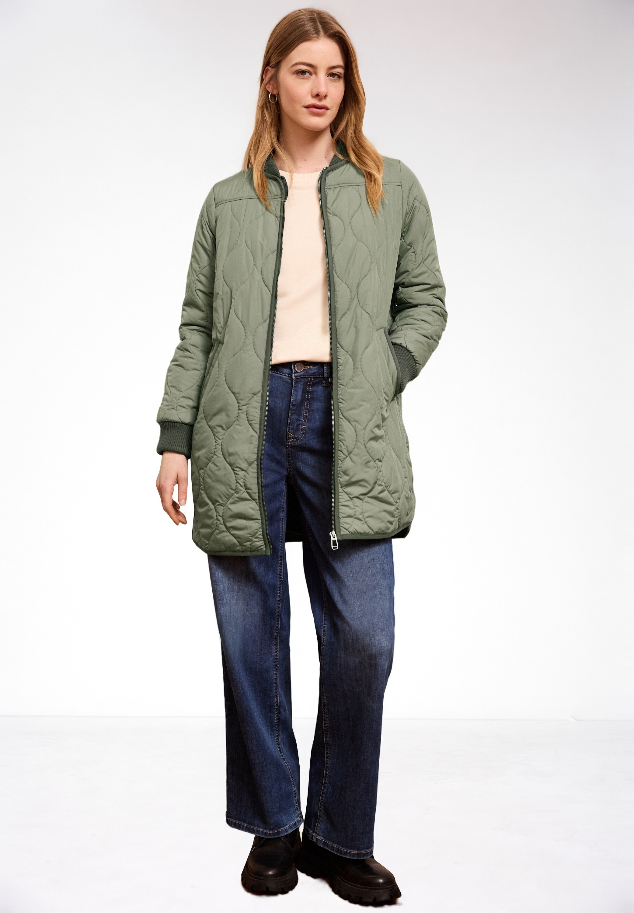 Street One Studio Quilted Jacket Women's Green 34 3