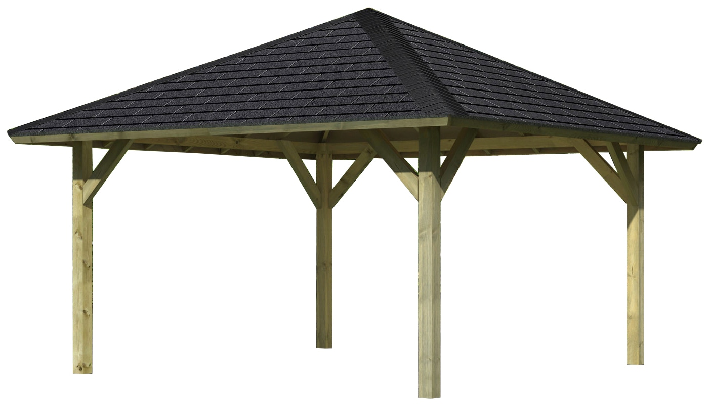 Karibu Pavillon »Holm 1«, (Set), BxTxH: 431x431x315 cm, mit schwarzen Dachschindeln