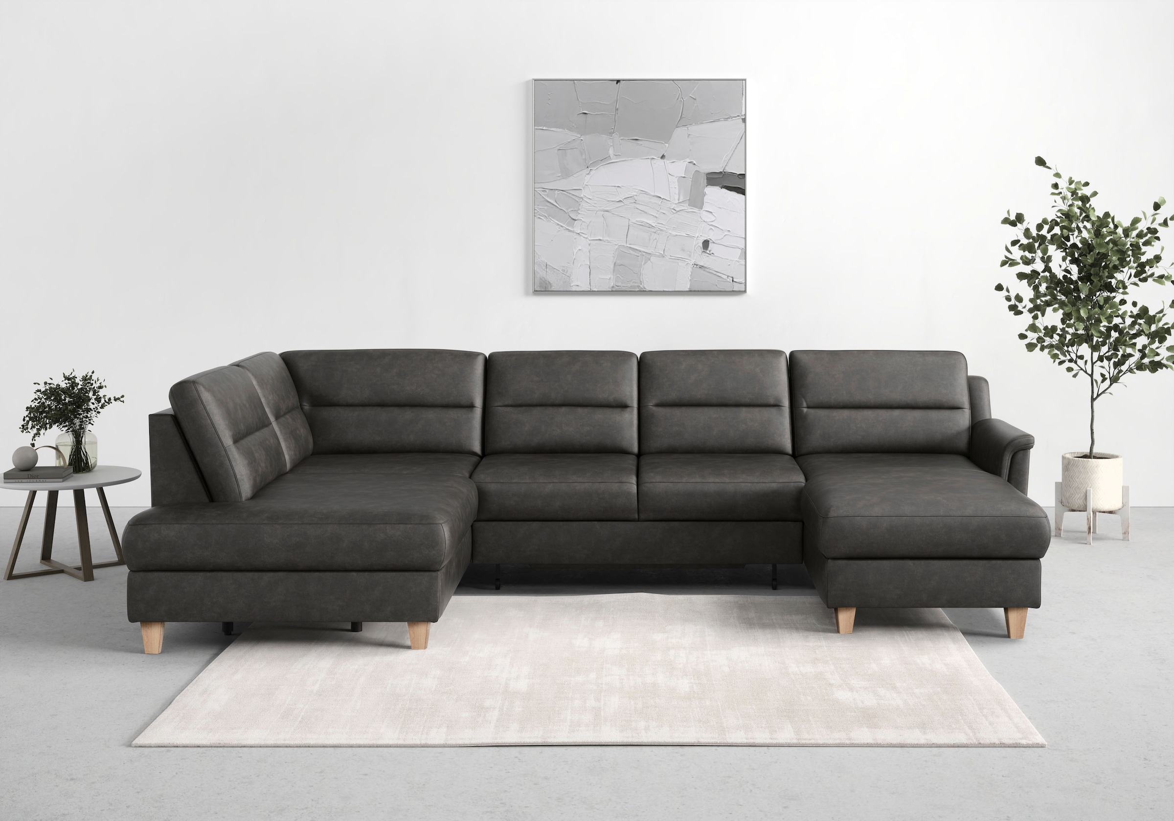 sit&more Wohnlandschaft "Farö U-Form" inklusive Federkern, wahlweise mit Schlaffunktion und Bettkasten