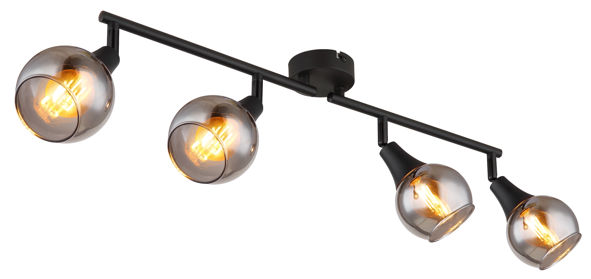 GLOBO LIGHTING Deckenstrahler »GLYPTAR«, Leuchtmittel E14 | ohne Leuchtmittel, Deckenspot/schwarz/Glas rauchfarben/Wohnzimmer/Flur