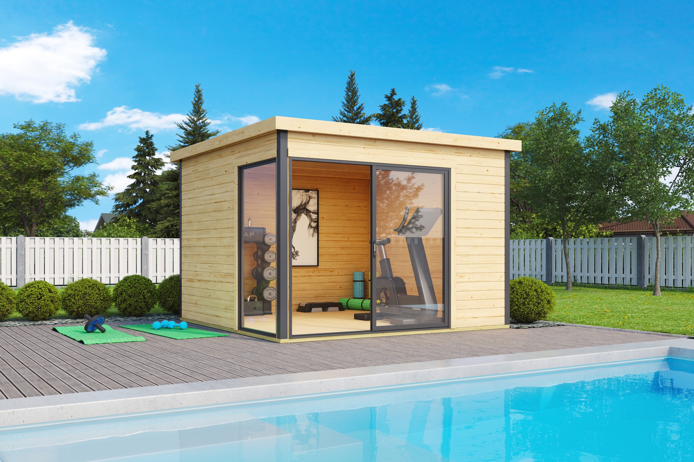 LASITA MAJA Gartenhaus "DOMEO 1 NATUR/ANTHRAZIT" Fundamentmass 3000 x 3000, günstig online kaufen