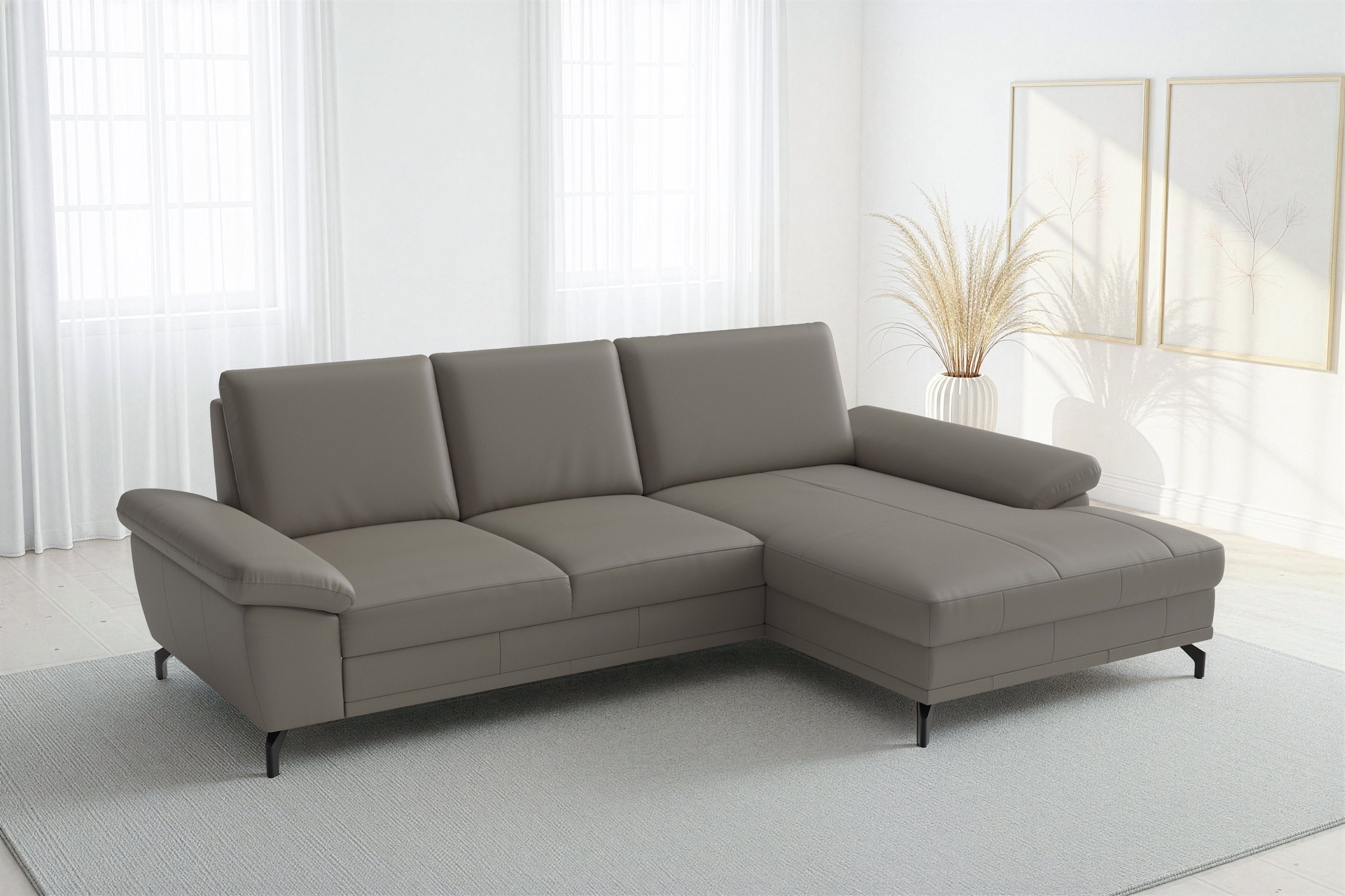 sit&more Ecksofa "Chelsea L-Form, B: 264 cm, Leder, inkl. Sitztiefen-&Armteilverstellung" optional mit Schlaffunktion und Bettkasten