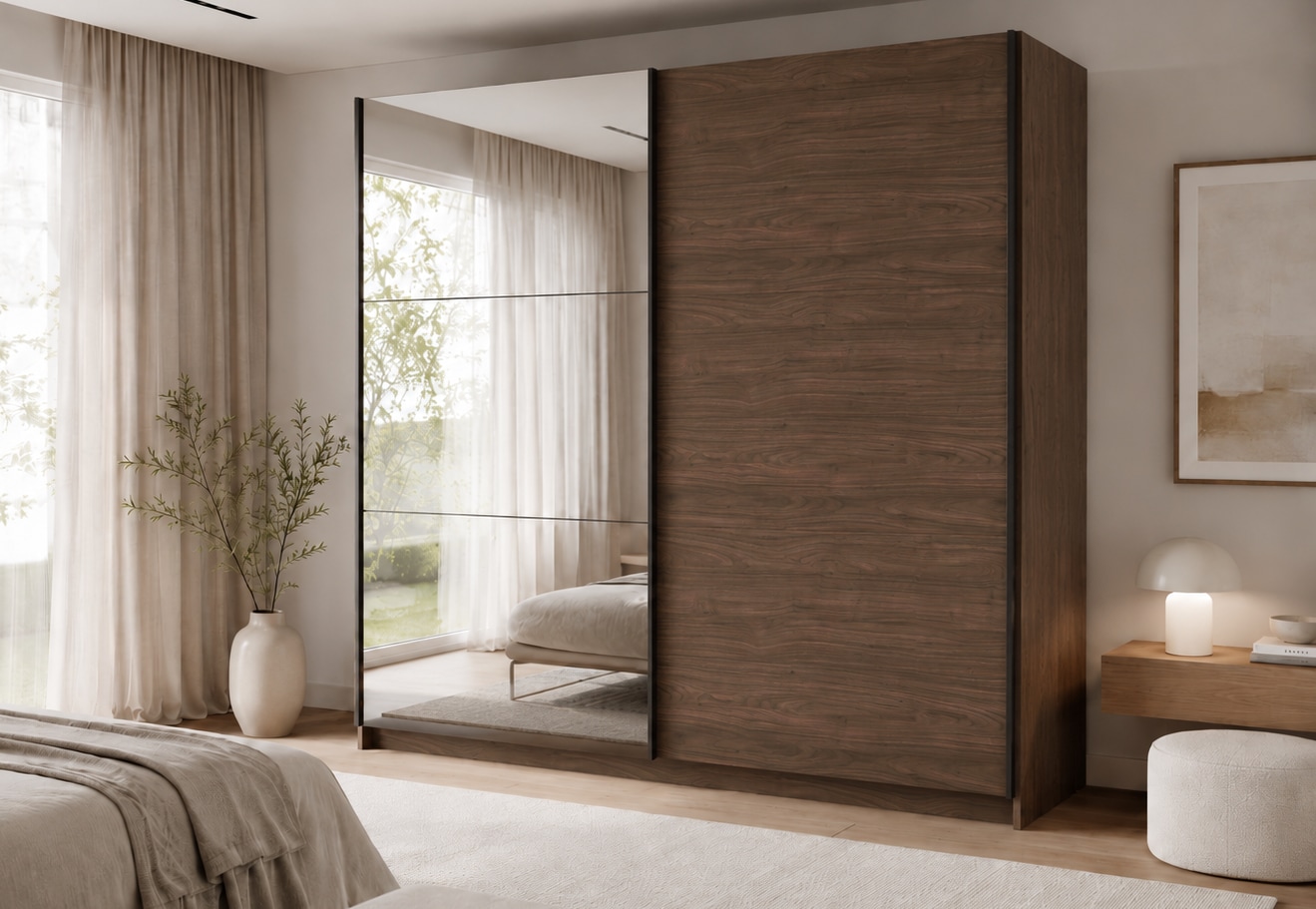 Home affaire Kleiderschrank "MALOJA modern mit viel Stauraum, Fächer & Kleiderstange, Breite 150 cm" Garderobe mit 2 Schiebetüren, mit/ohne Spiegel, erhältlich in 3 Farben