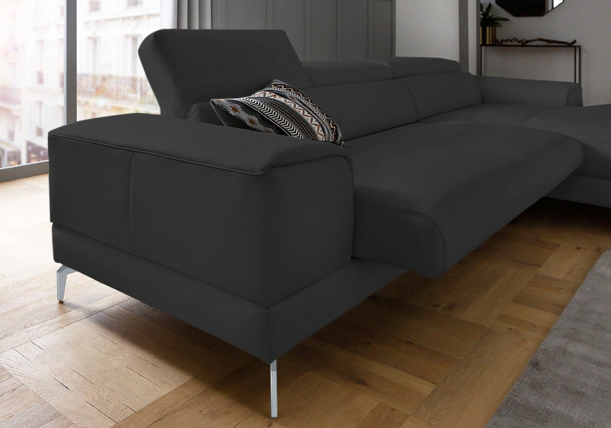 W.SCHILLIG Ecksofa »piedroo, Designsofa mit tollem Sitzkomfort, bequem und elegant, L-Form«, Kopfteilverstellung, wahlweise mit Sitztiefenverstellung, Breite 303cm